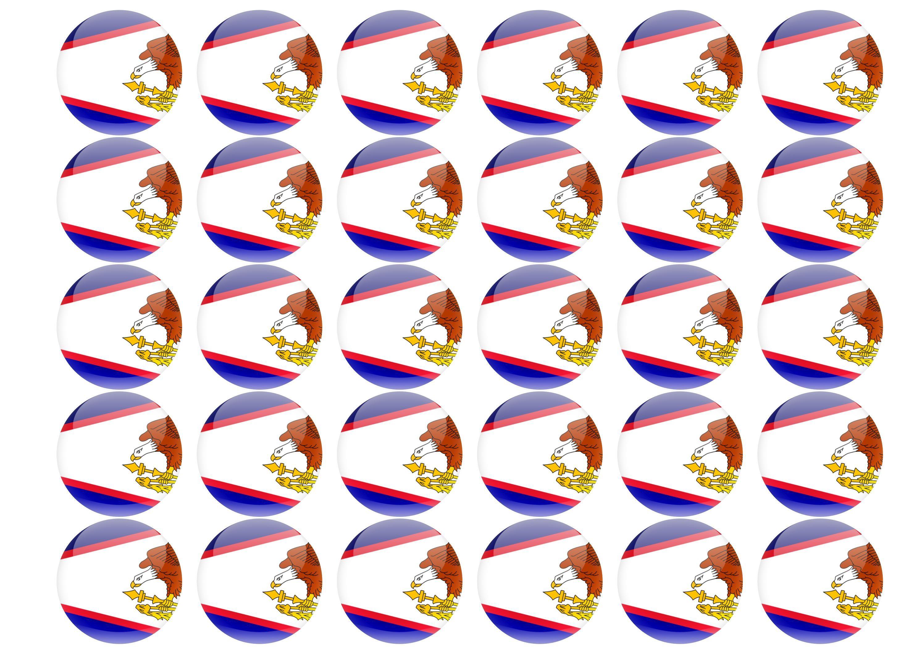 38mm printed edible cupcake toppers - American Samoa