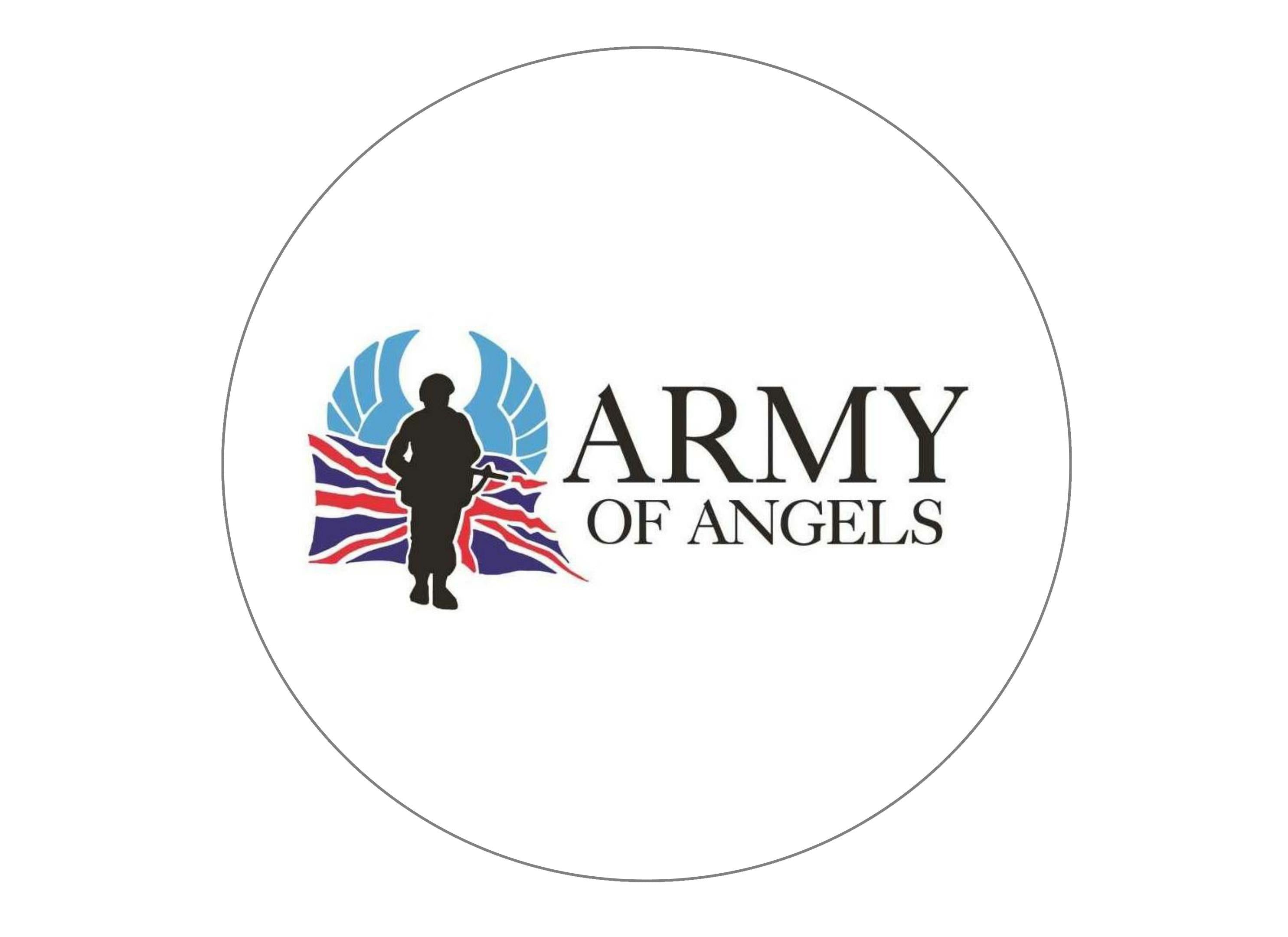190mm edible printed cake toppers in support of Army of Angels.
