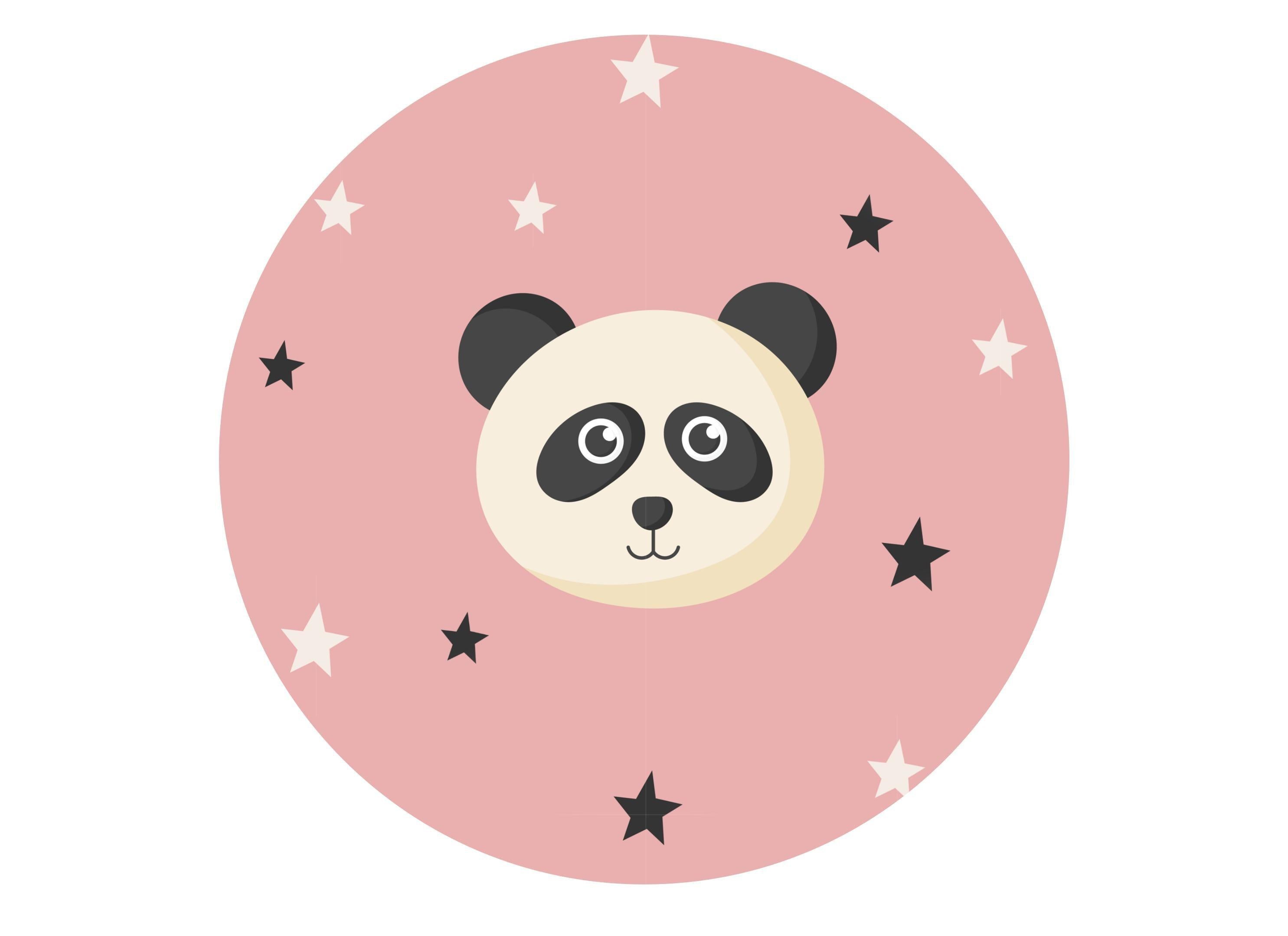 large round cake topper with a cute baby panda image