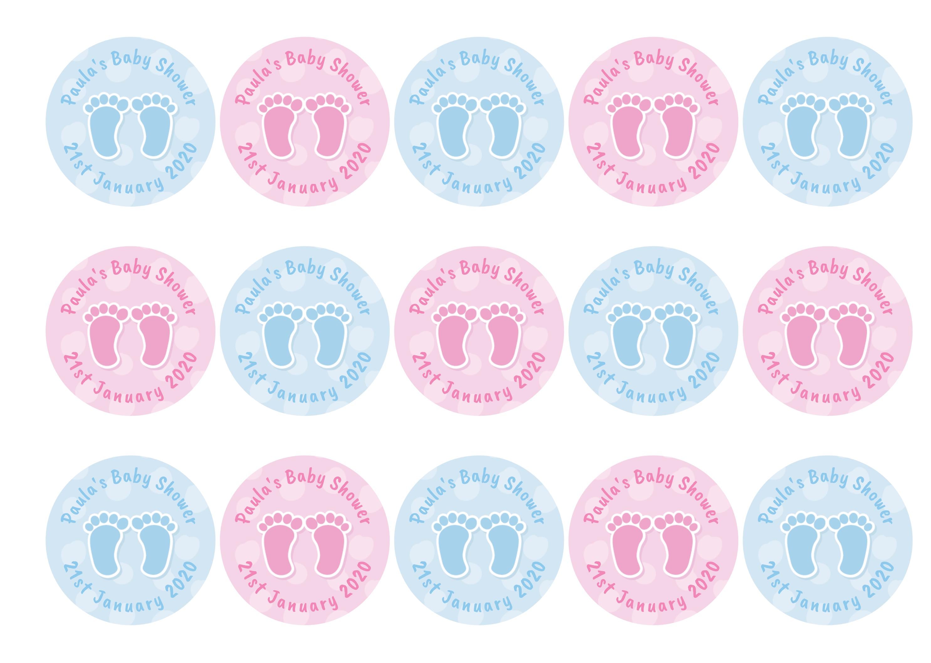 Baby Shower Feet Pink & Blue-Edible cake toppers-Edibilis