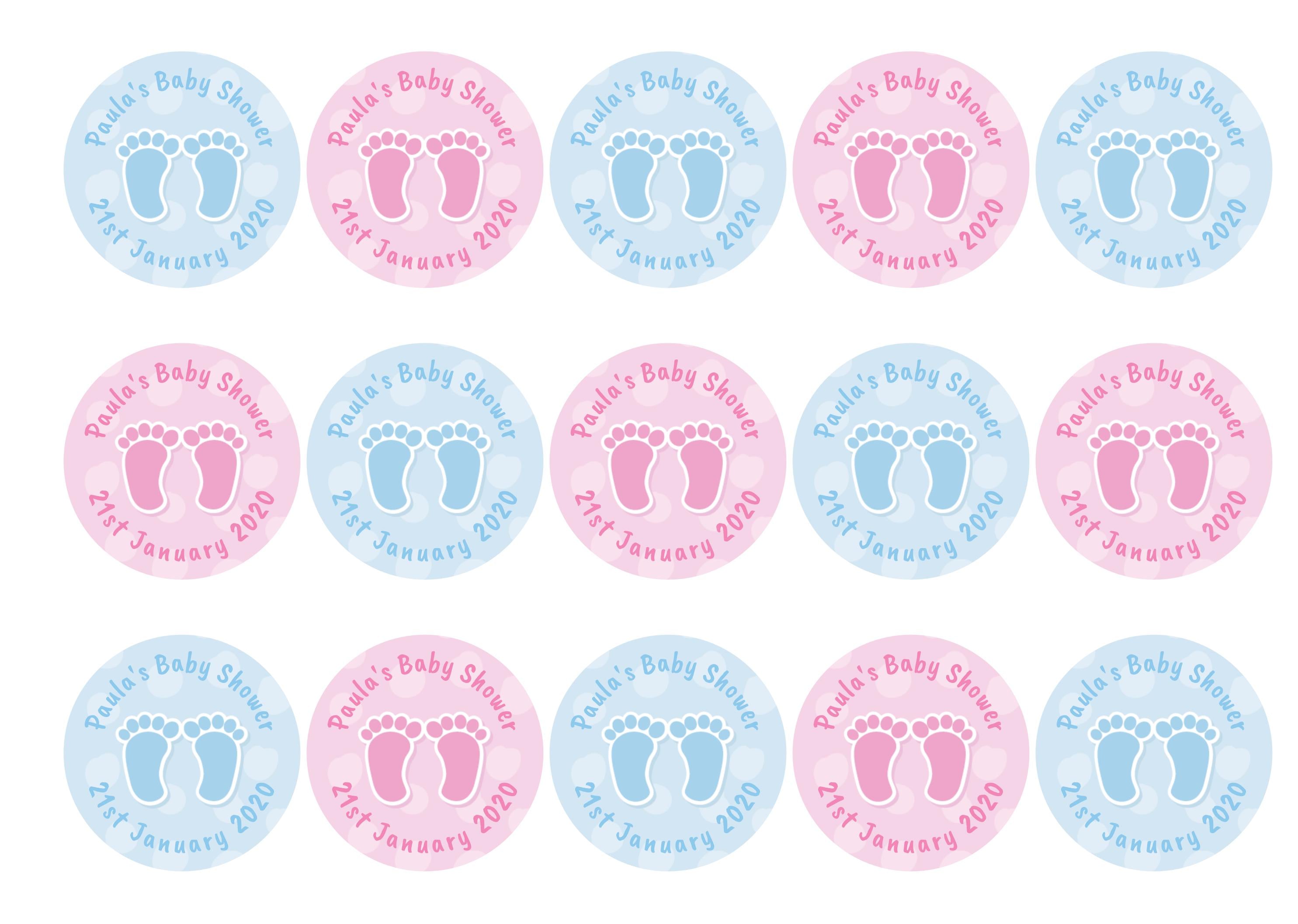 Baby Shower Feet Pink & Blue-Edible cake toppers-Edibilis