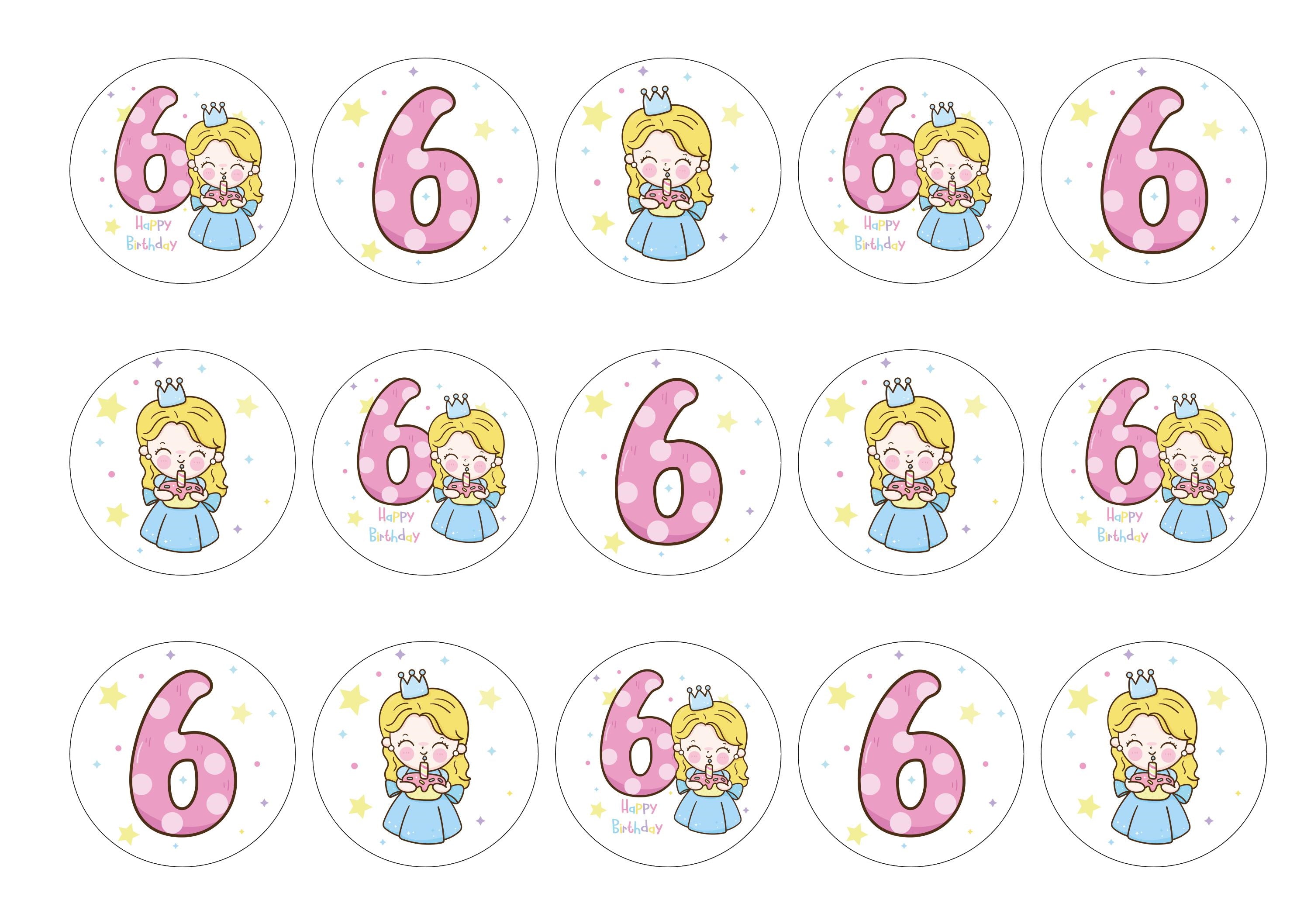 Princess cupcake toppers for celebrating a 6th Birthday