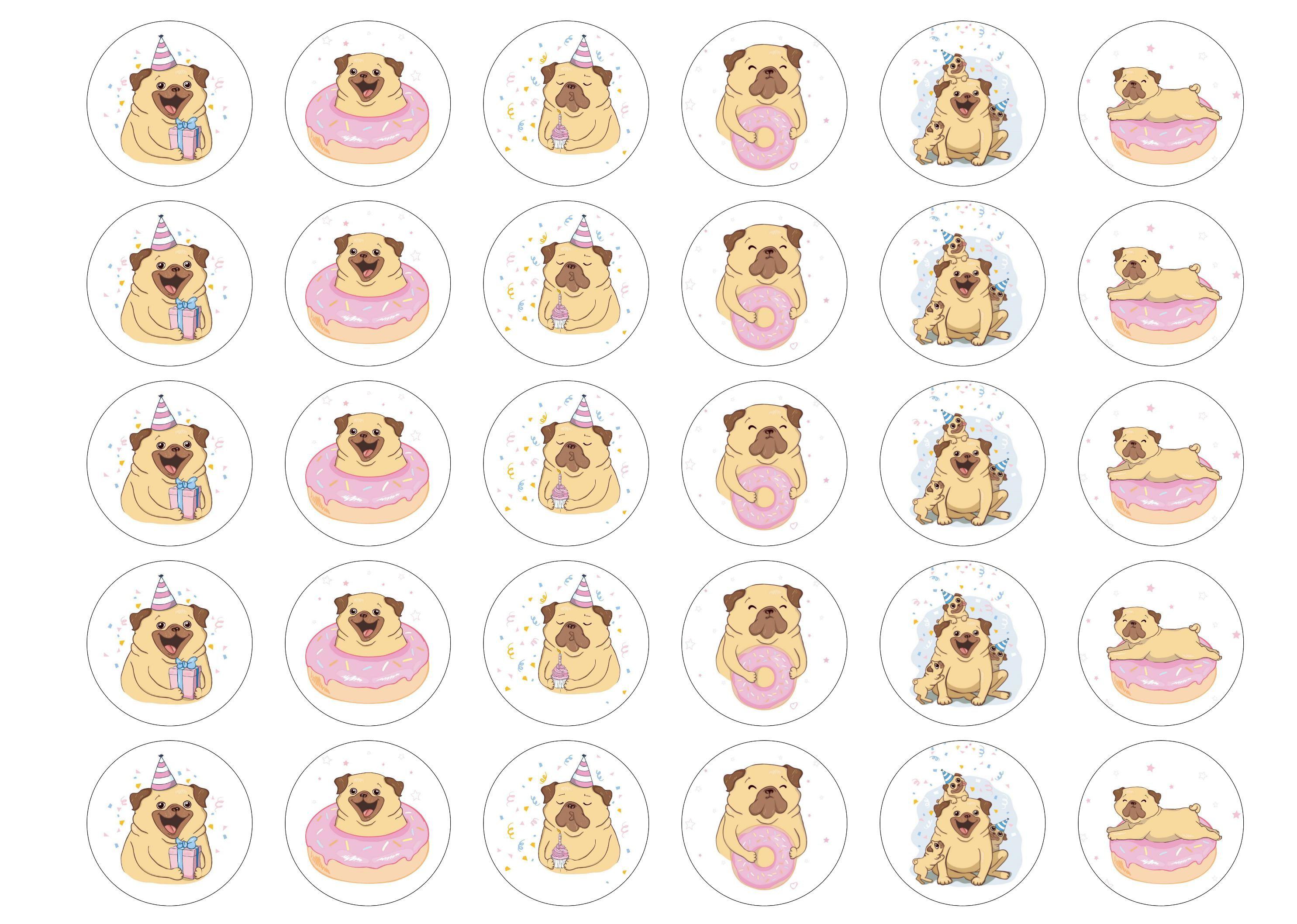 Pug clearance cupcake toppers
