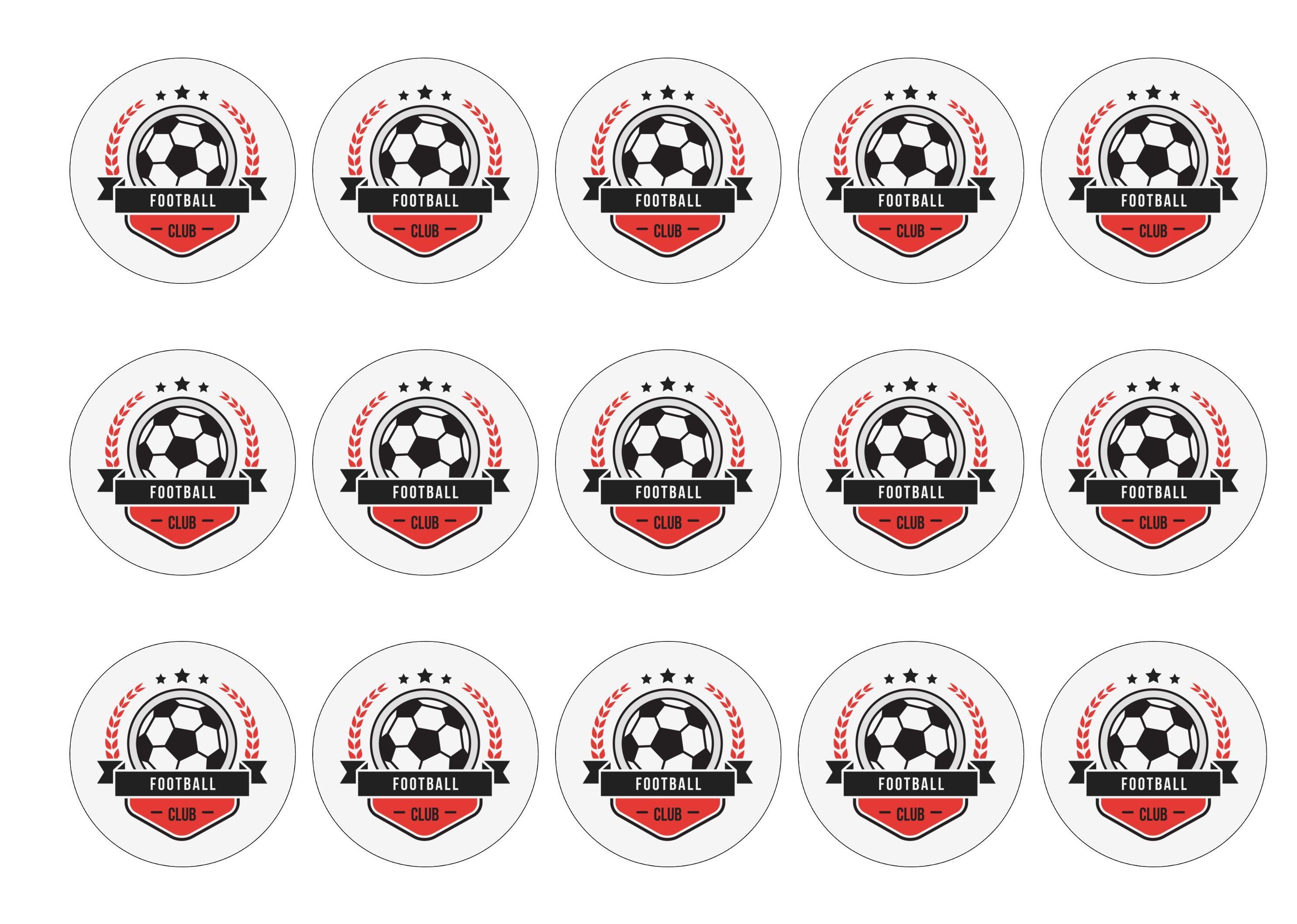 Black and Red Football badges-Edible cake toppers-Edibilis