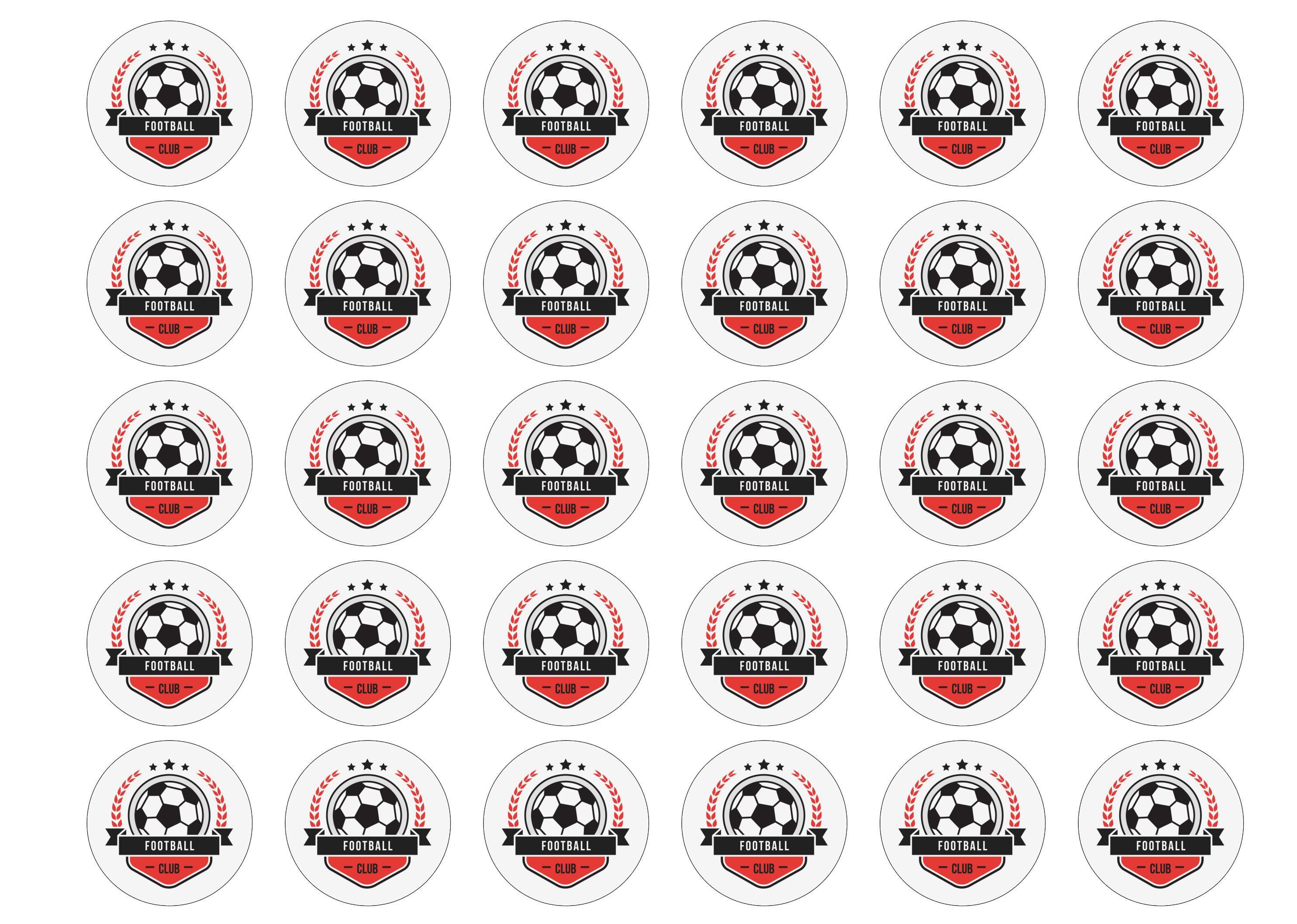 Black and Red Football badges-Edible cake toppers-Edibilis