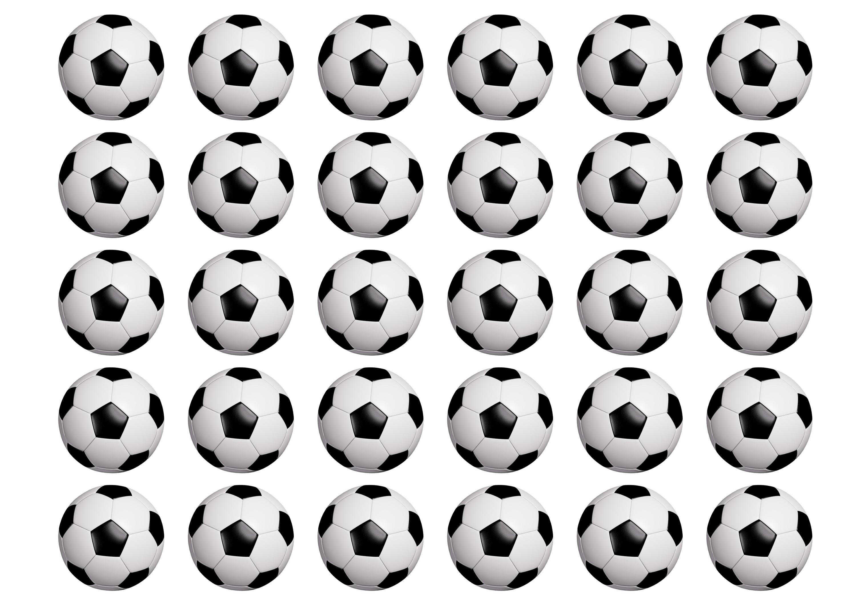 30 edible cupcake toppers with a black and white football