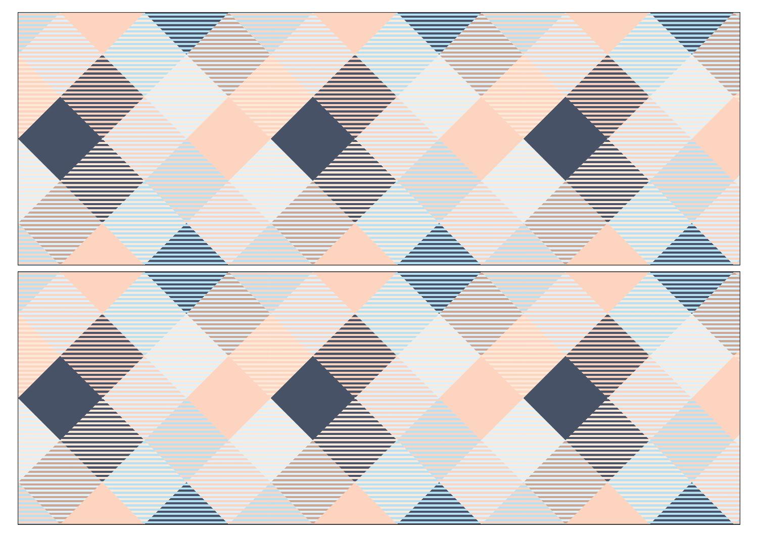 Cake wrap with a blue and pale peach check design