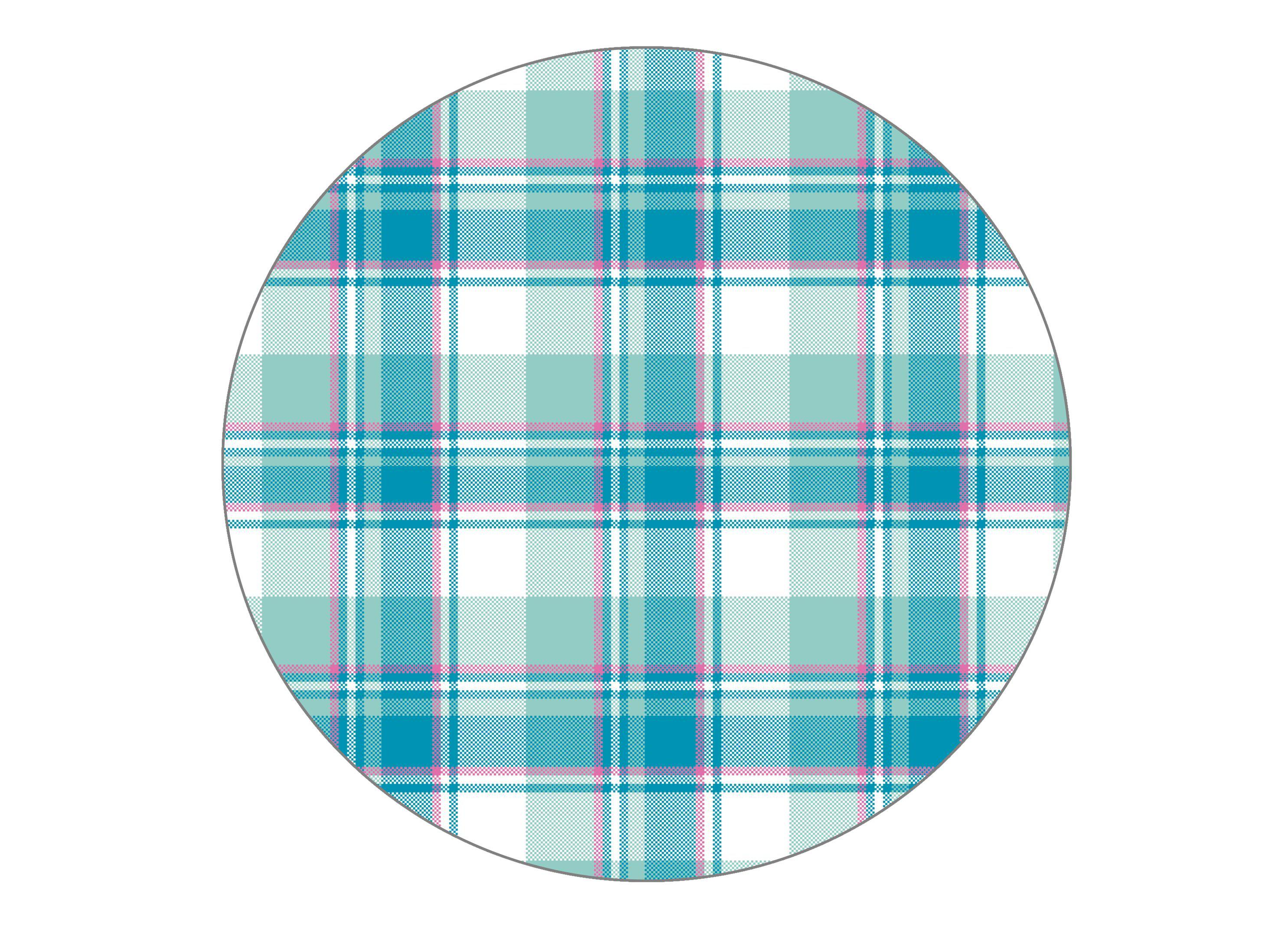 Large round cake topper with a turquoise tartan design