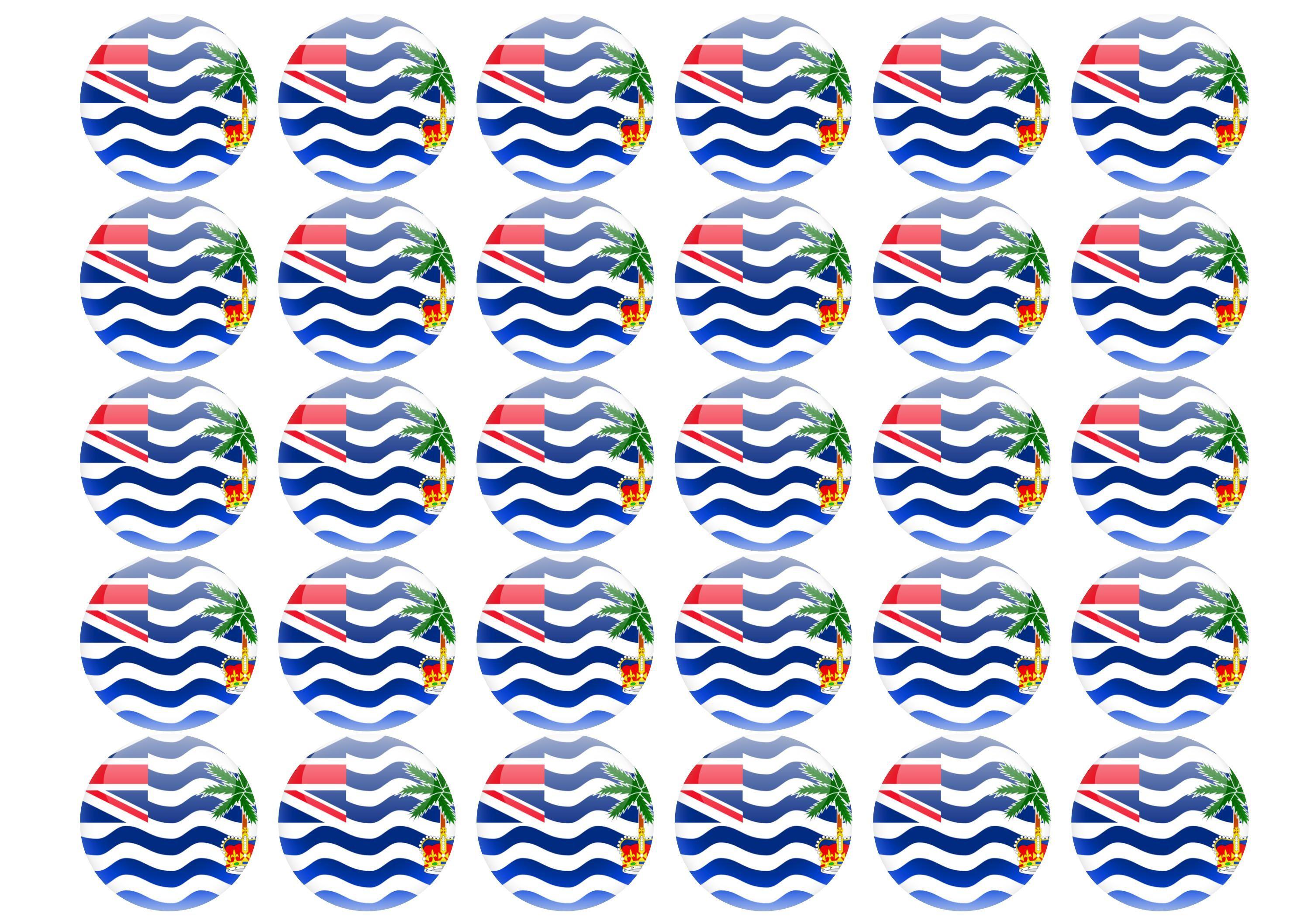 38mm printed edible cupcake toppers - British Indian Ocean Territory