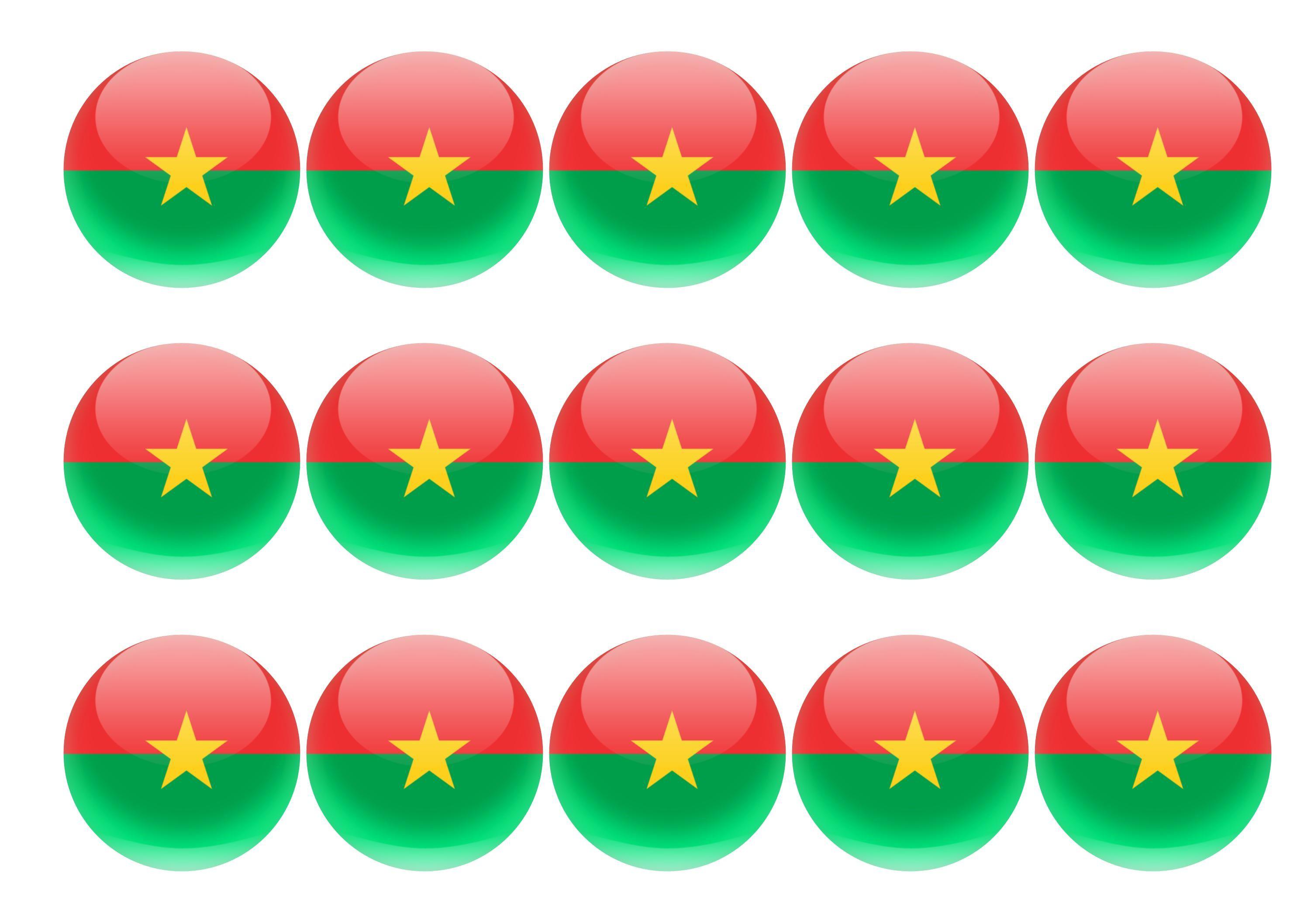 50mm printed edible cupcake toppers - Burkina Faso