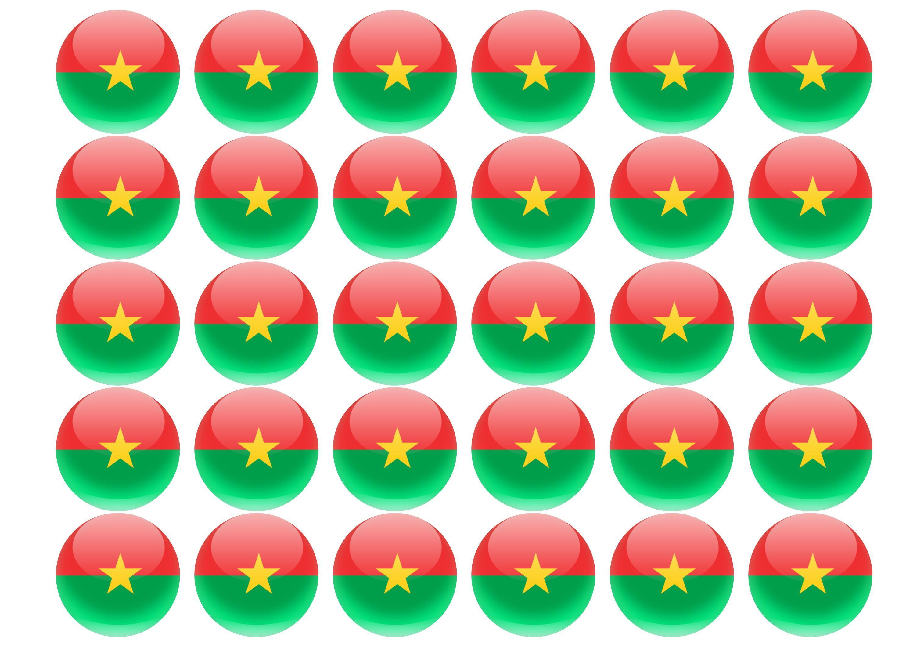 38mm printed edible cupcake toppers - Burkina Faso