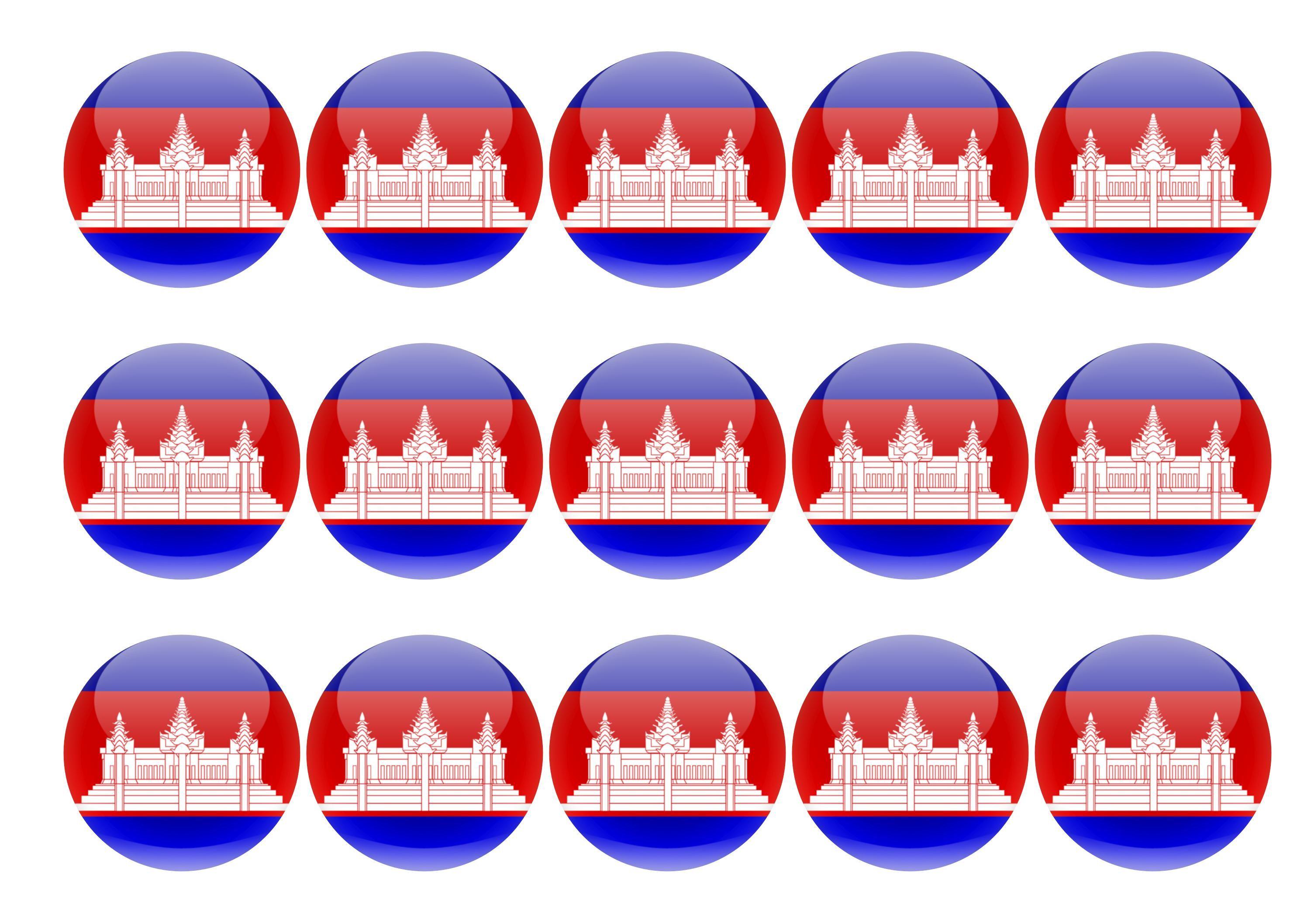 50mm printed edible cupcake toppers - Cambodia