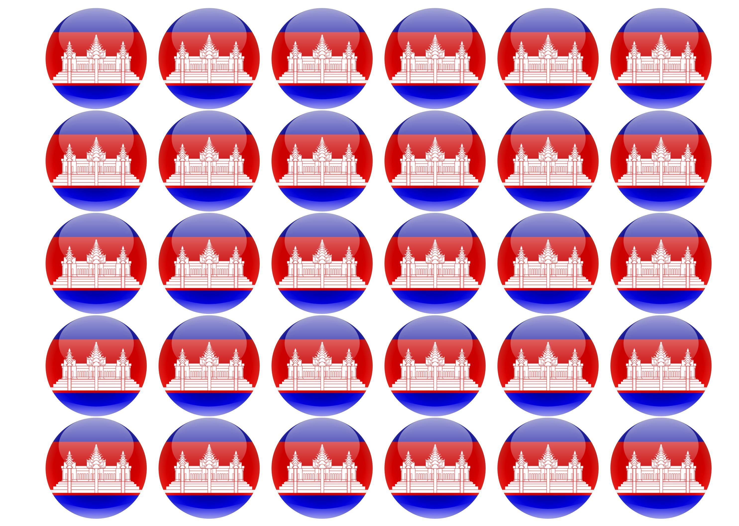 38mm printed edible cupcake toppers - Cambodia
