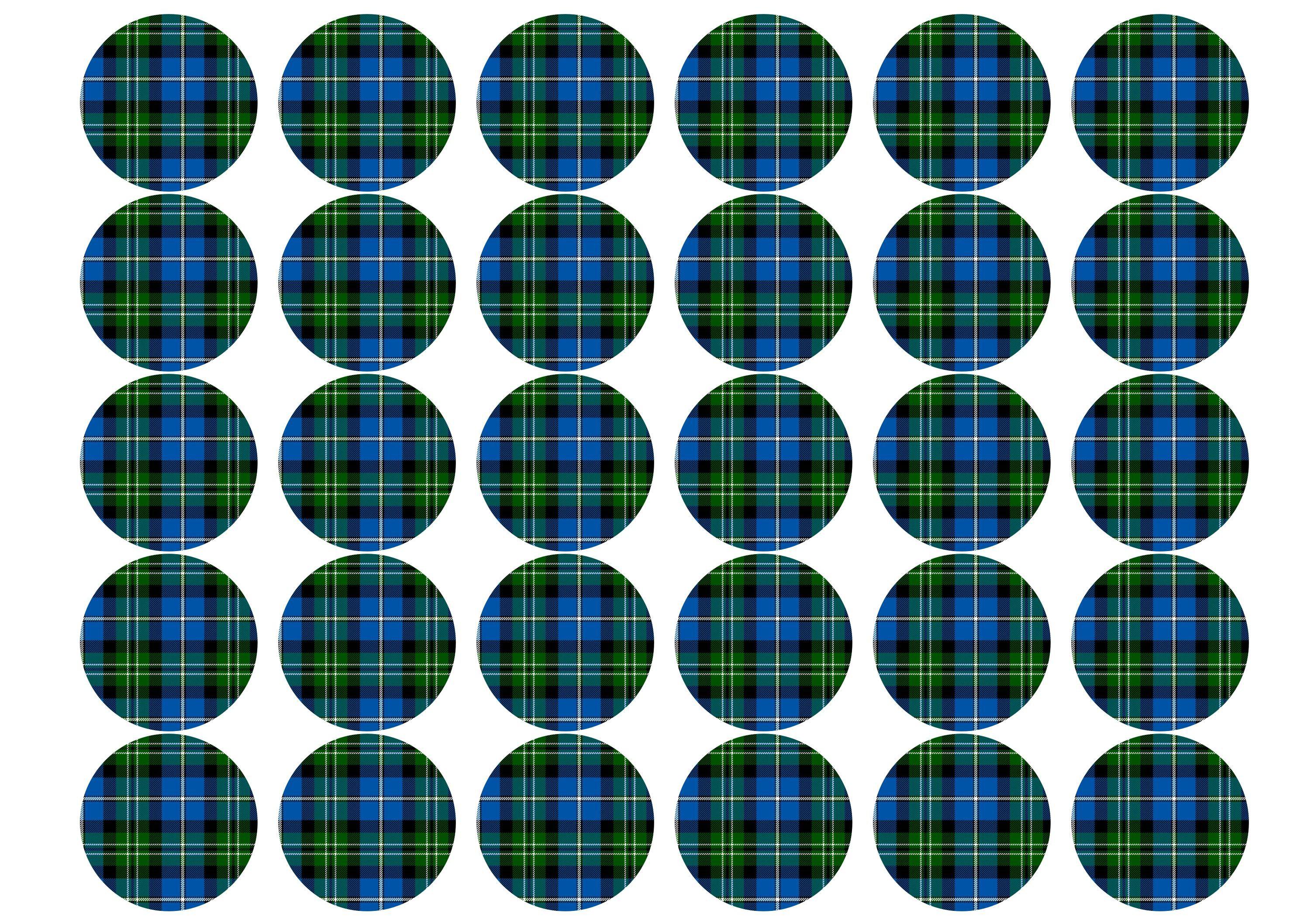 30 edible cupcake toppers Campbell tartan