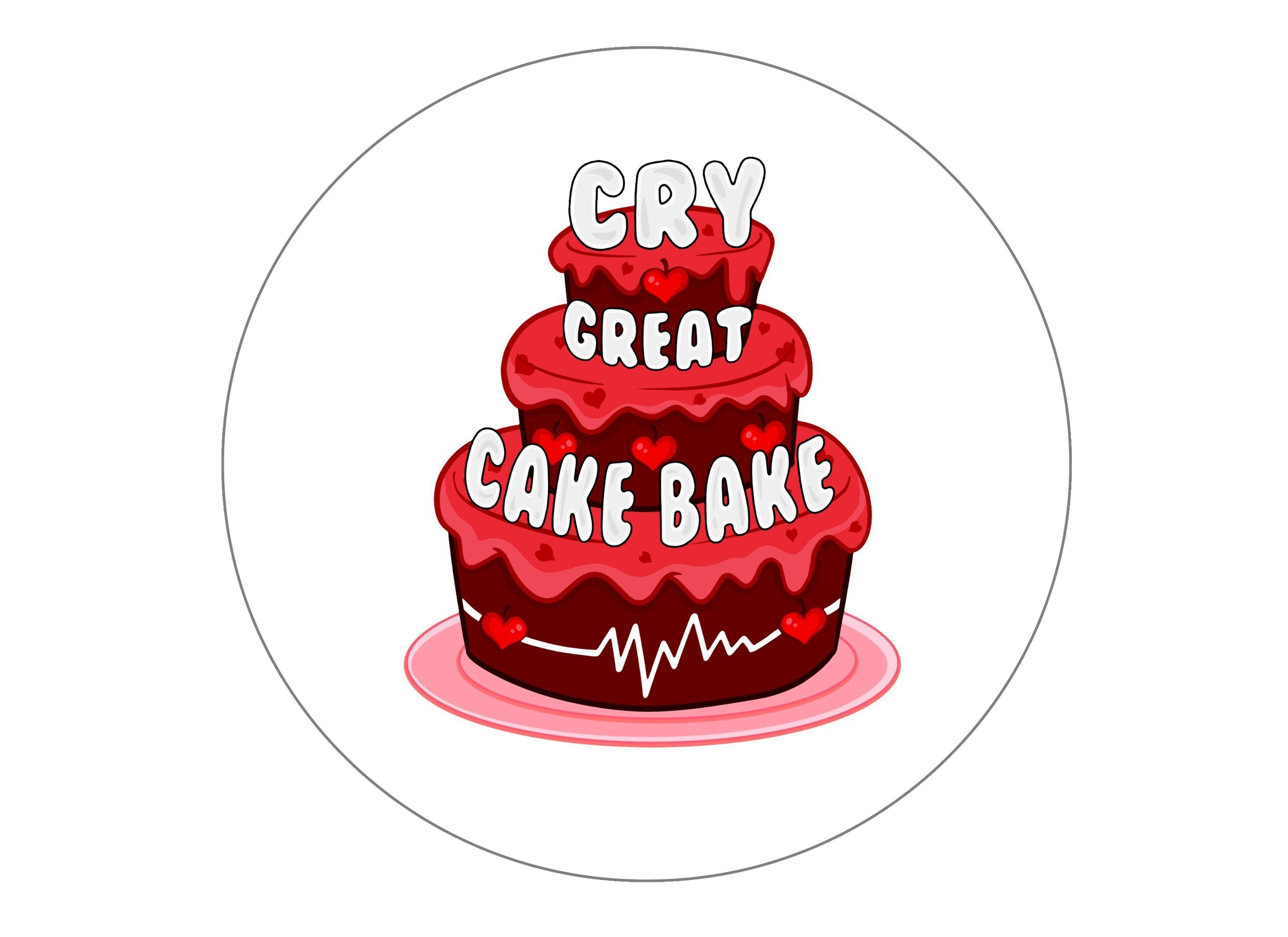 Printed edible cake toppers and cupcake toppers with the Great Cake Bake logo for CRY (Cardiac Risk in the Young)
