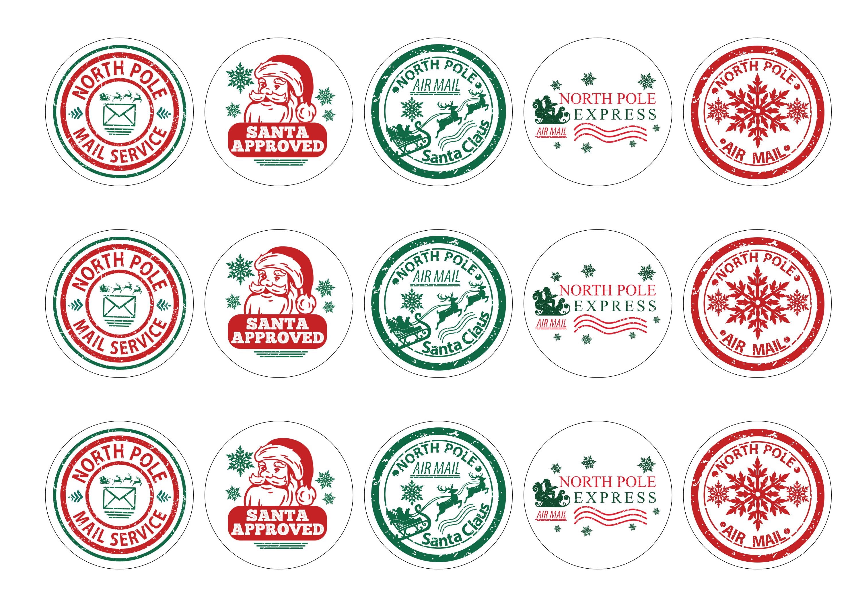 Christmas North Pole Delivery Stamp Cupcake Toppers