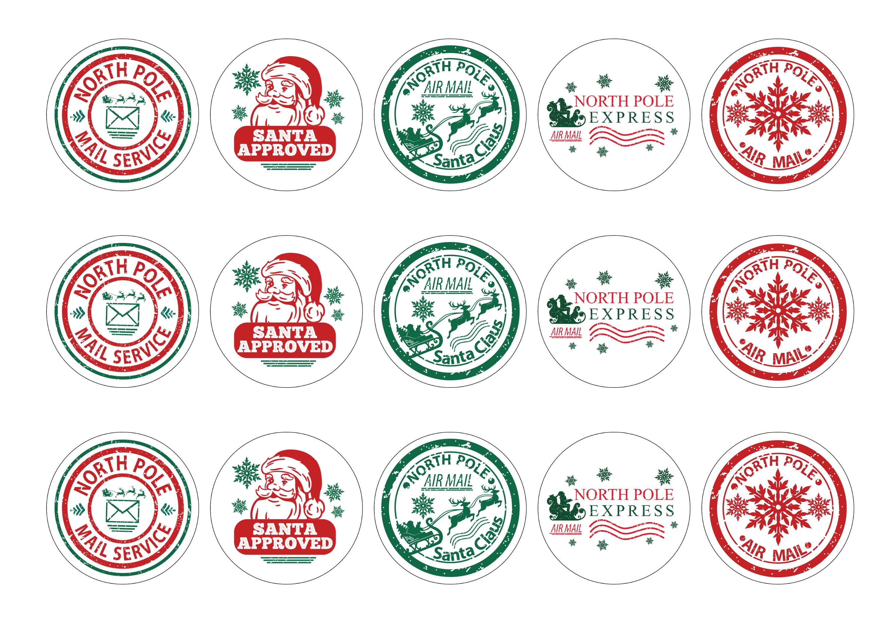Christmas North Pole Delivery Stamp Cupcake Toppers