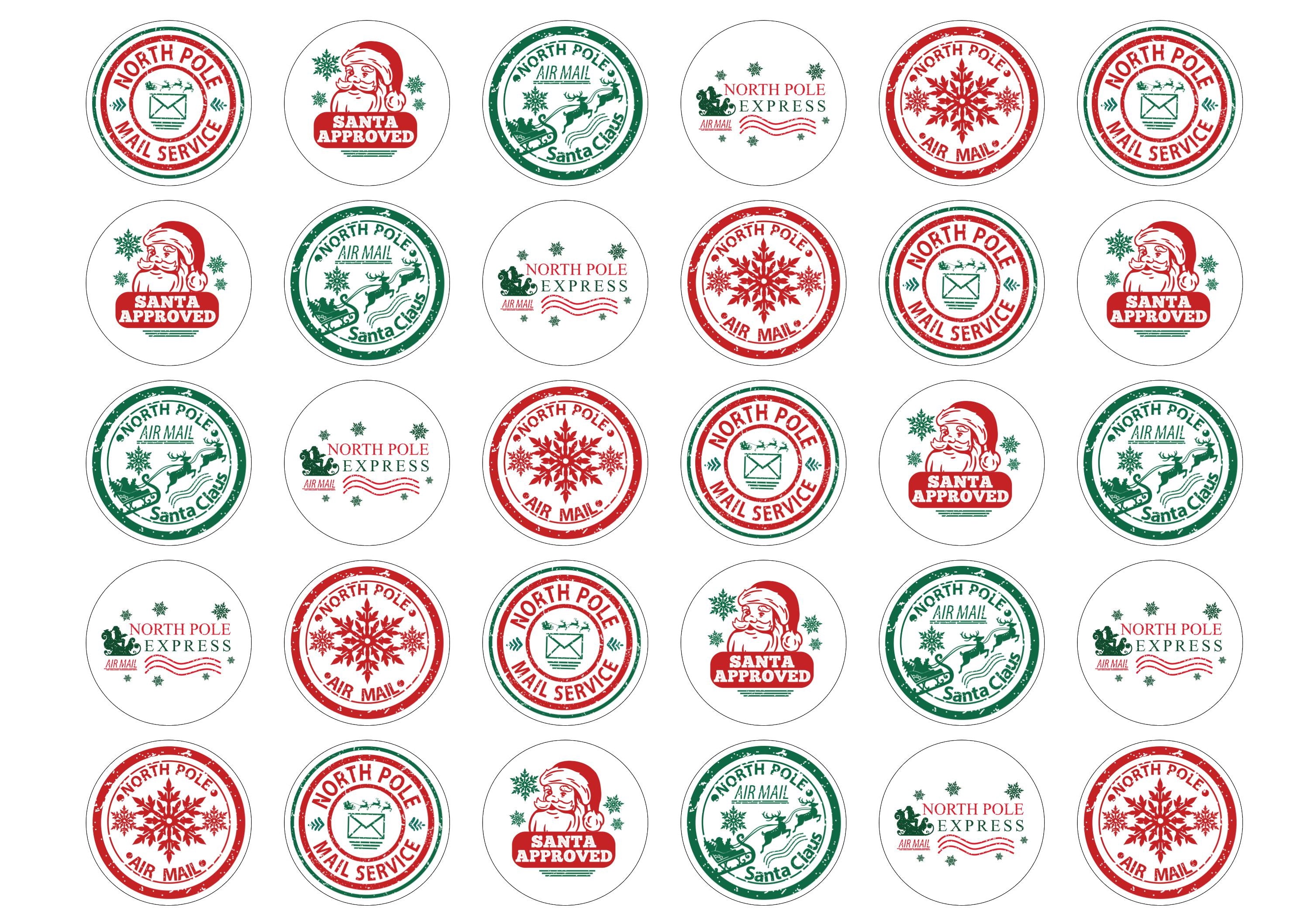 Christmas North Pole Delivery Stamp Cupcake Toppers