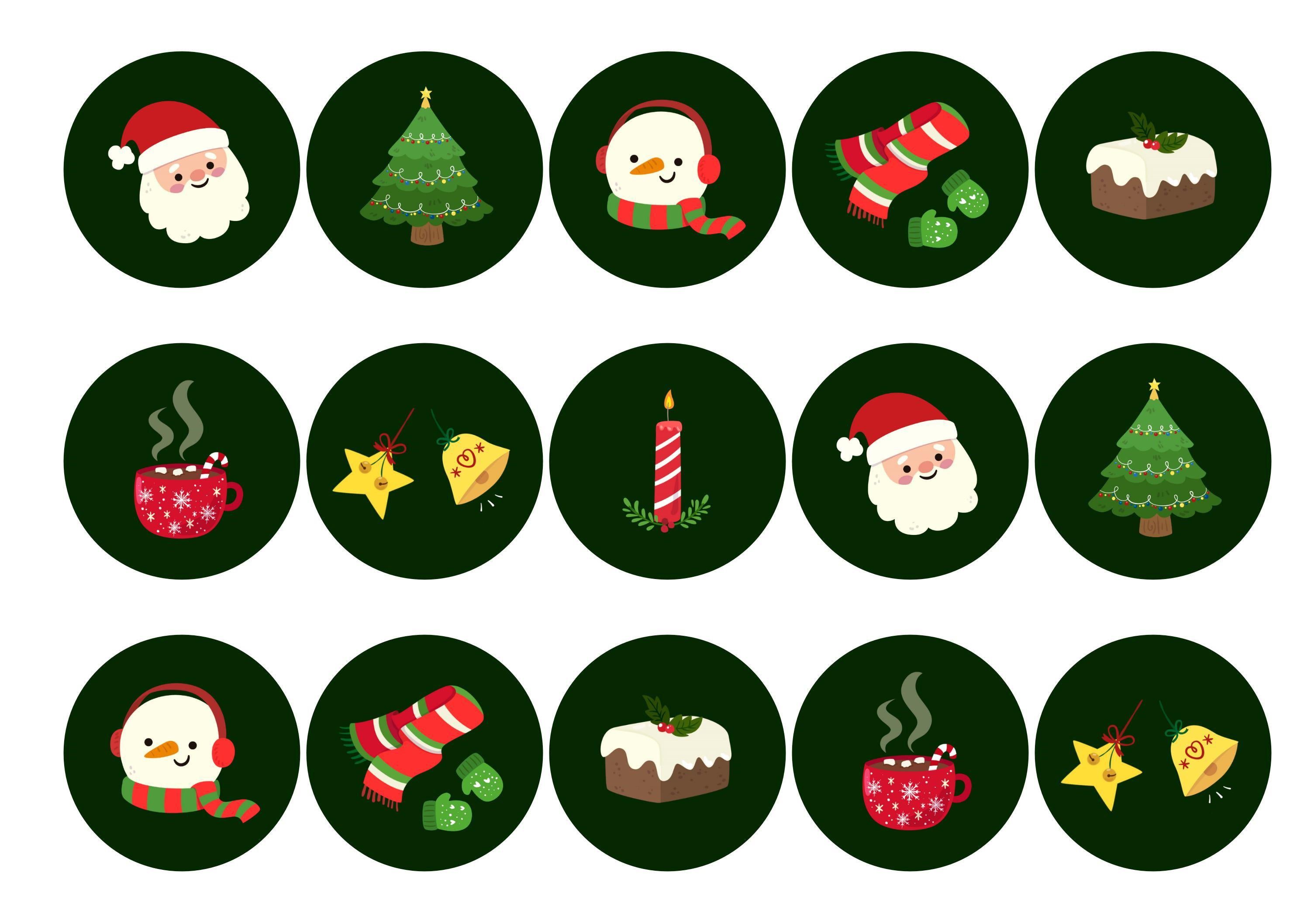 15 Christmas toppers with a range of Christmas icons