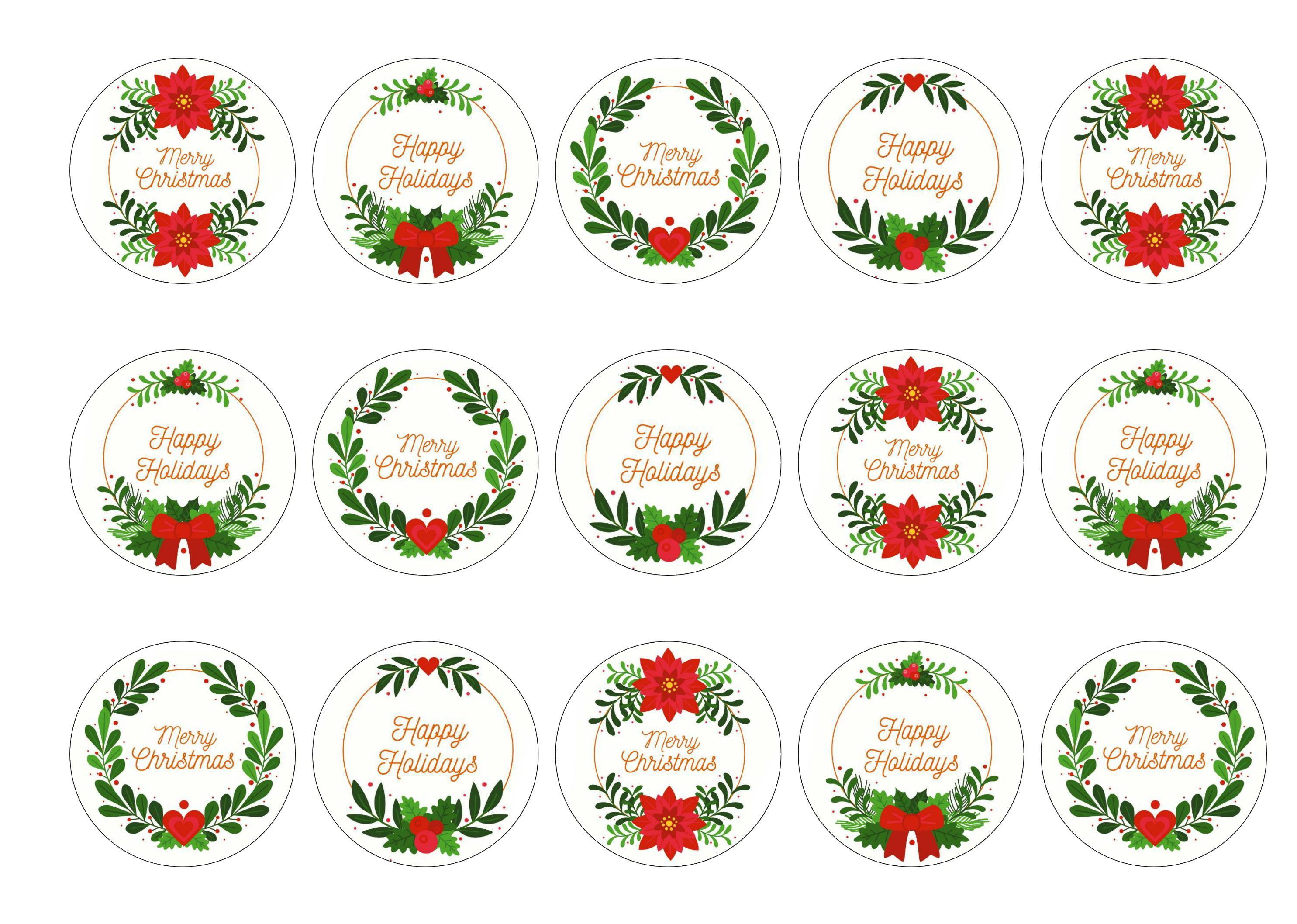 15 toppers with Christmas Wreath designs 