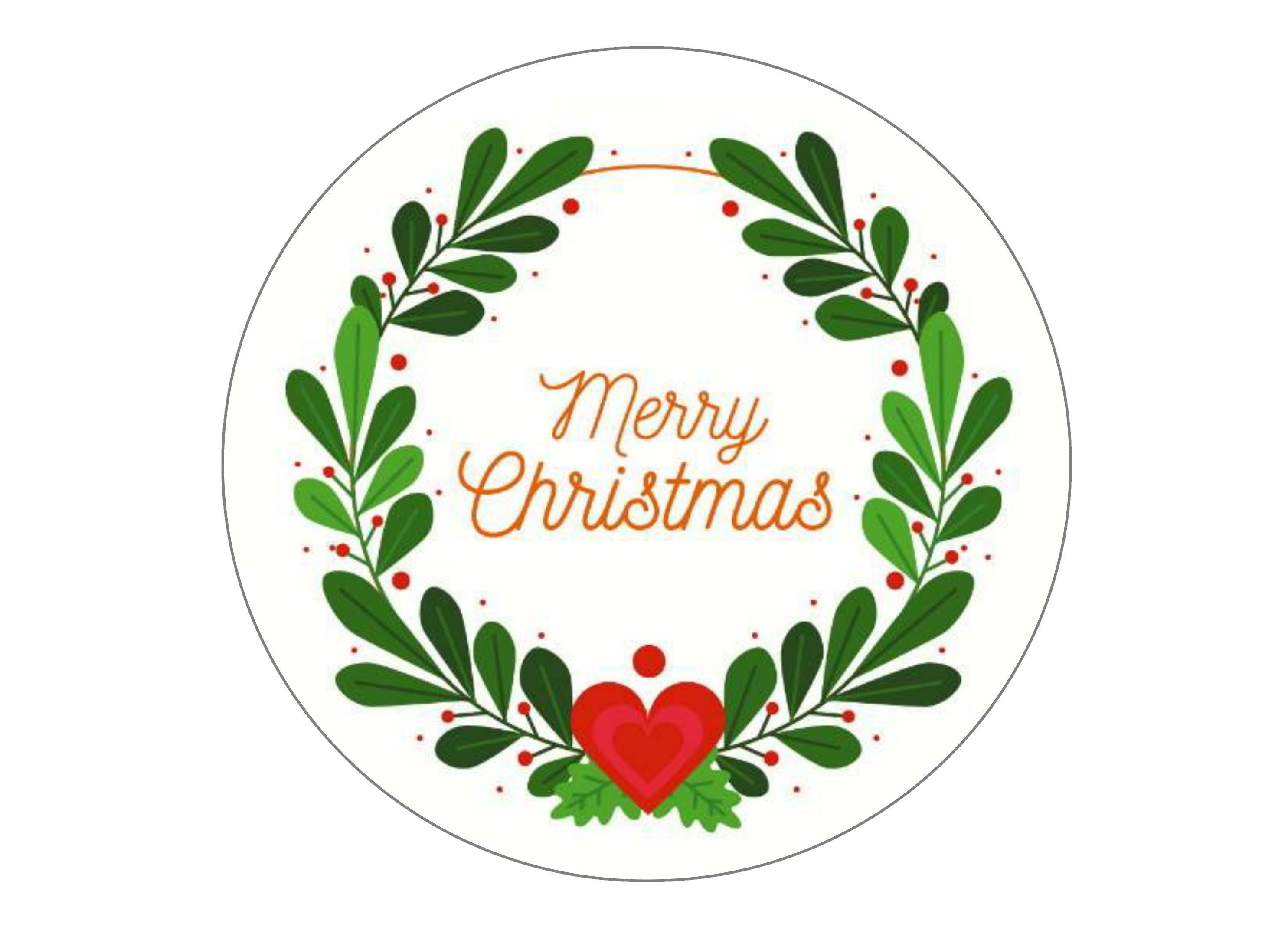Large cake topper with Christmas Wreath and Merry Christmas message