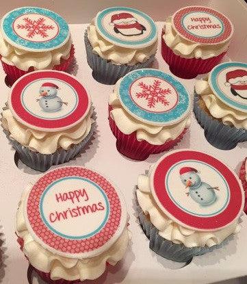 Edible Christmas cake toppers and cupcake toppers printed onto rice paper or icing