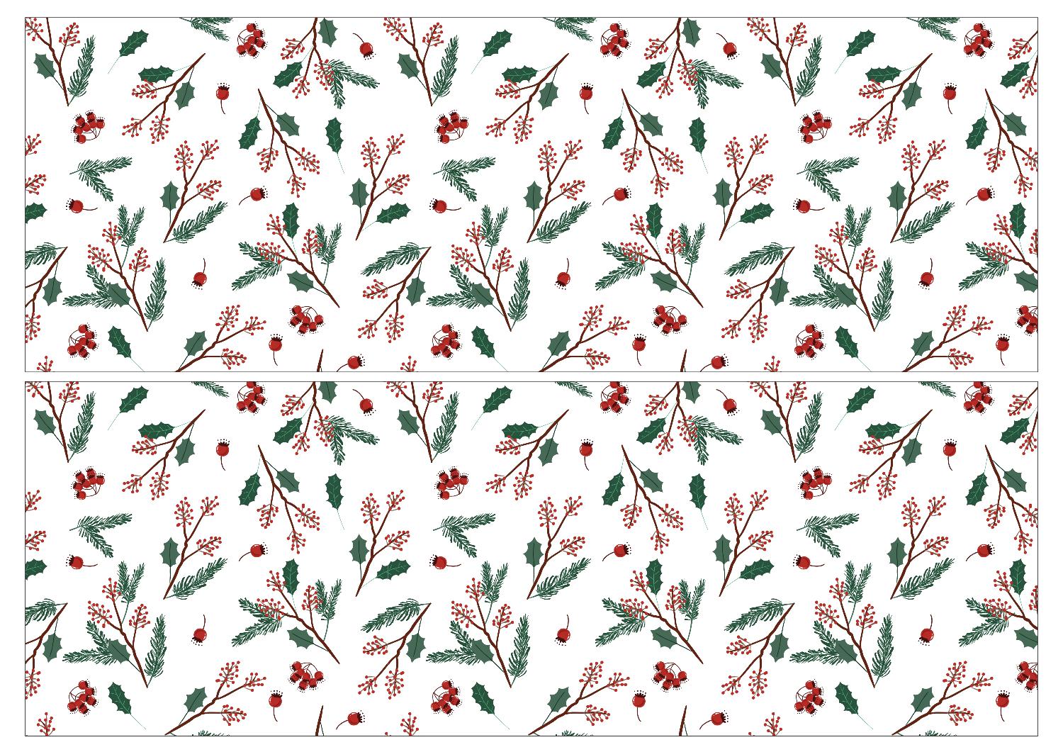 Edible A3 cake wrap with a Christmas holly pattern