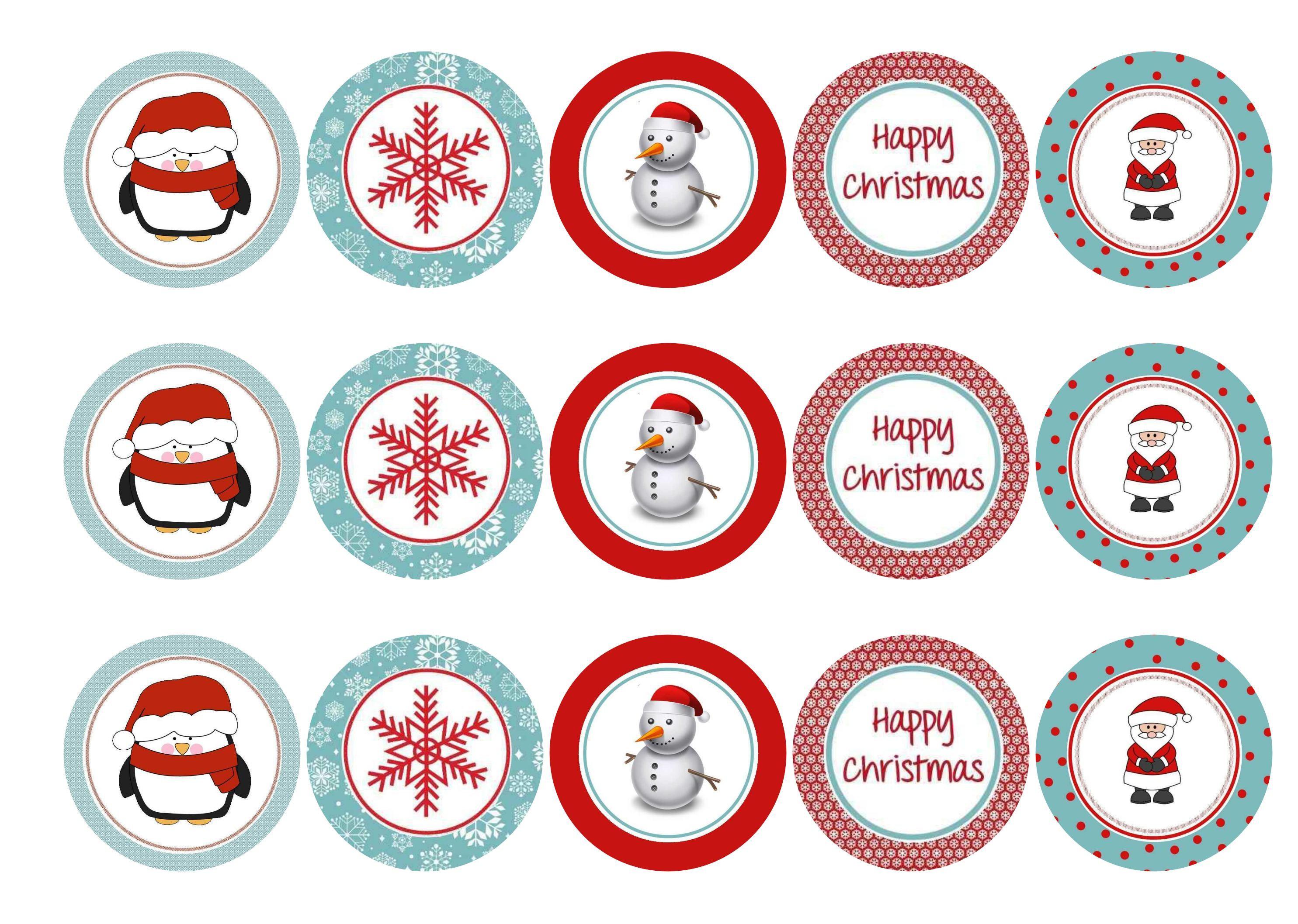 Edible Christmas cake toppers and cupcake toppers printed onto rice paper or icing