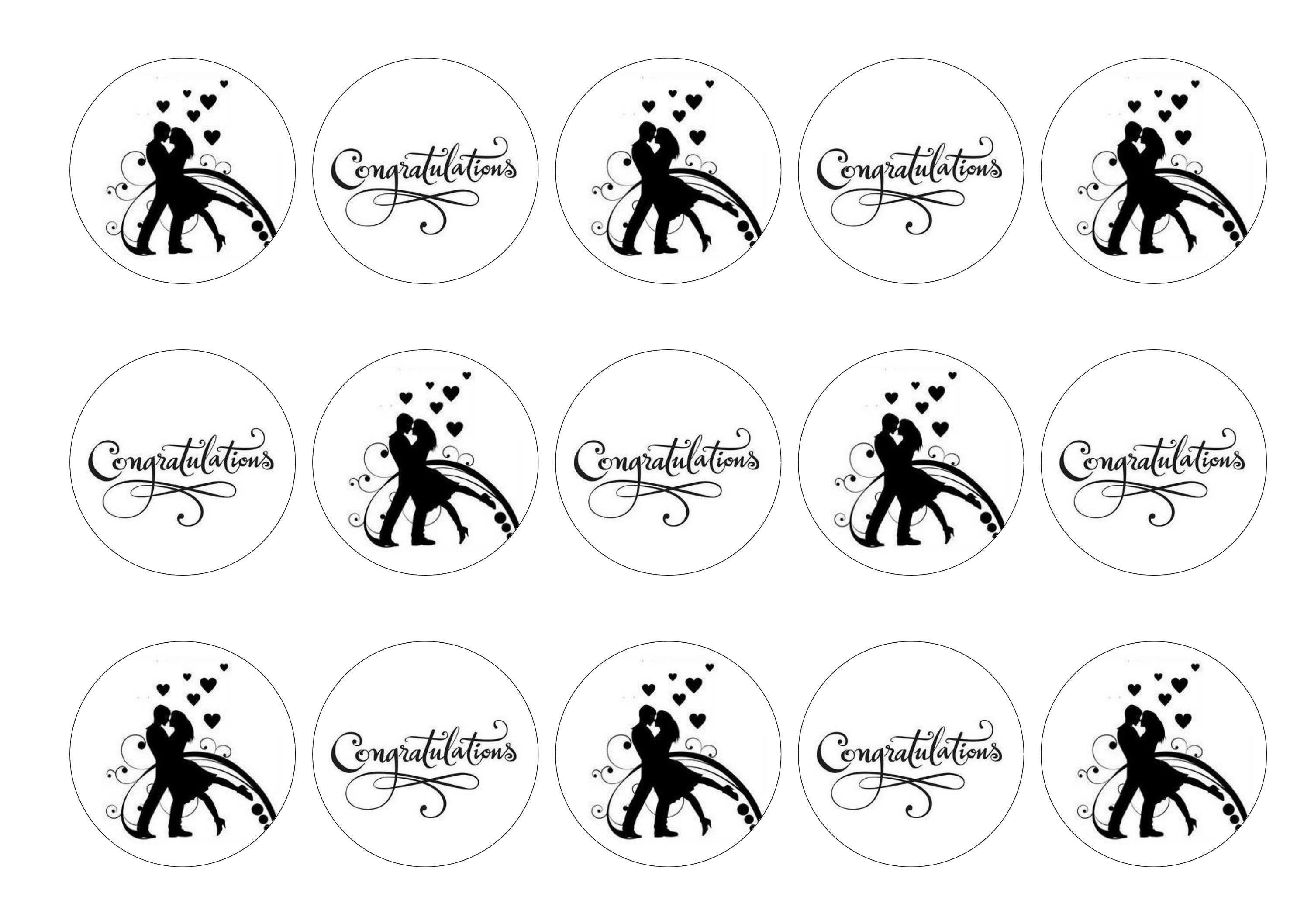 Printed cupcake toppers - engagement