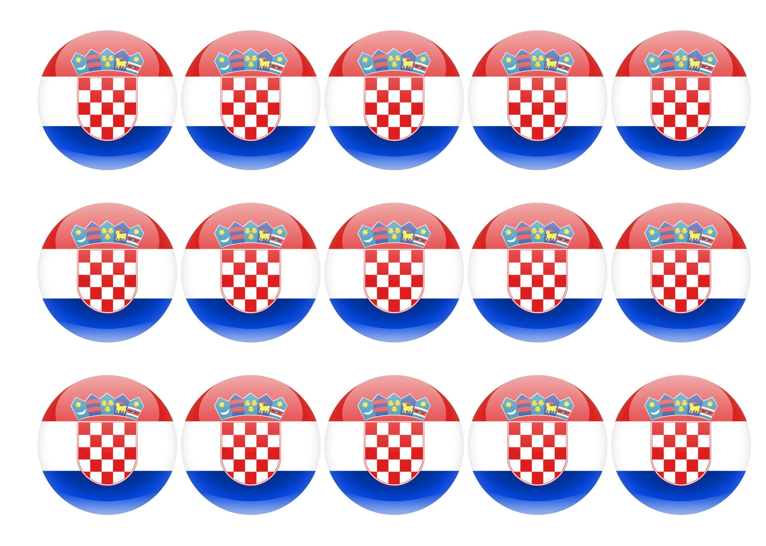 15 x 50mm printed edible cupcake toppers - Croatia