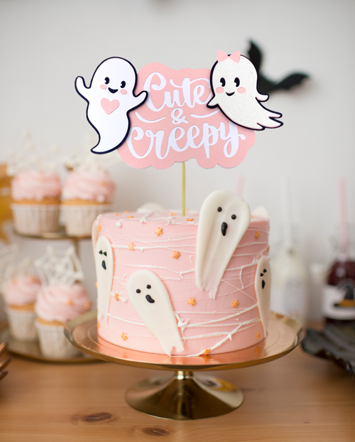 Cute & Creepy Ghosts Halloween Cake Topper