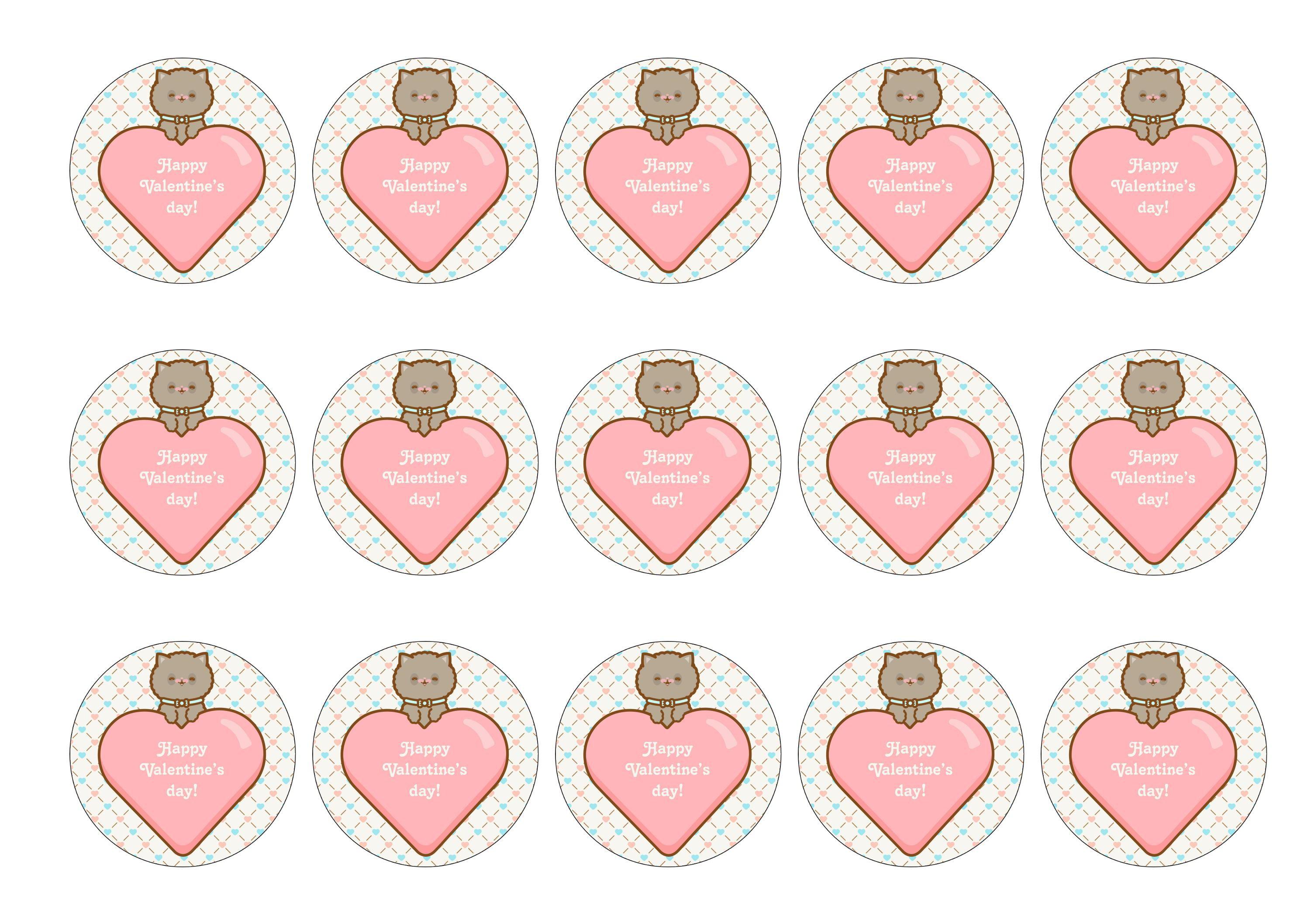15 toppers with a cute cat valentine design