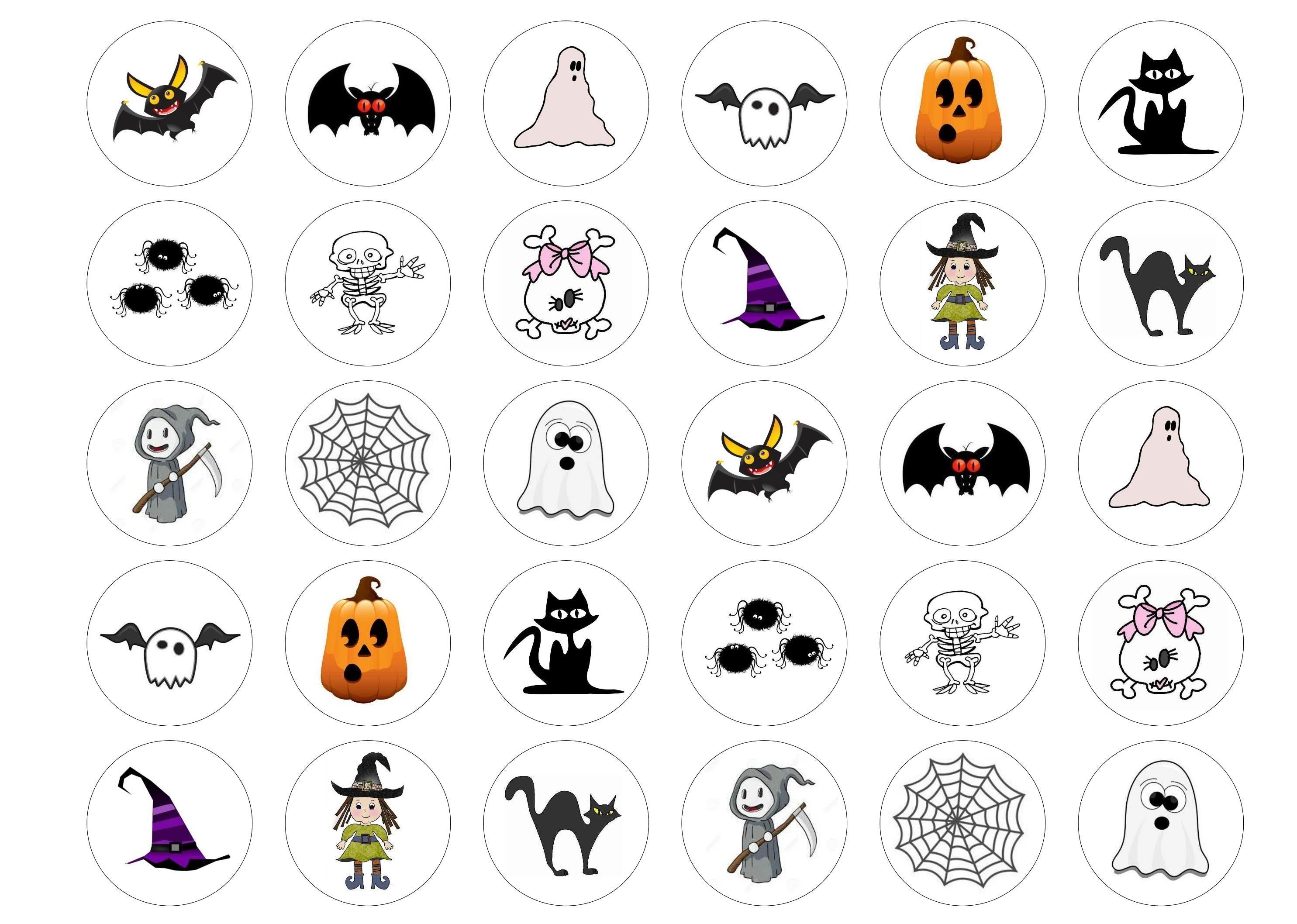 Printed edible cupcake toppers for halloween