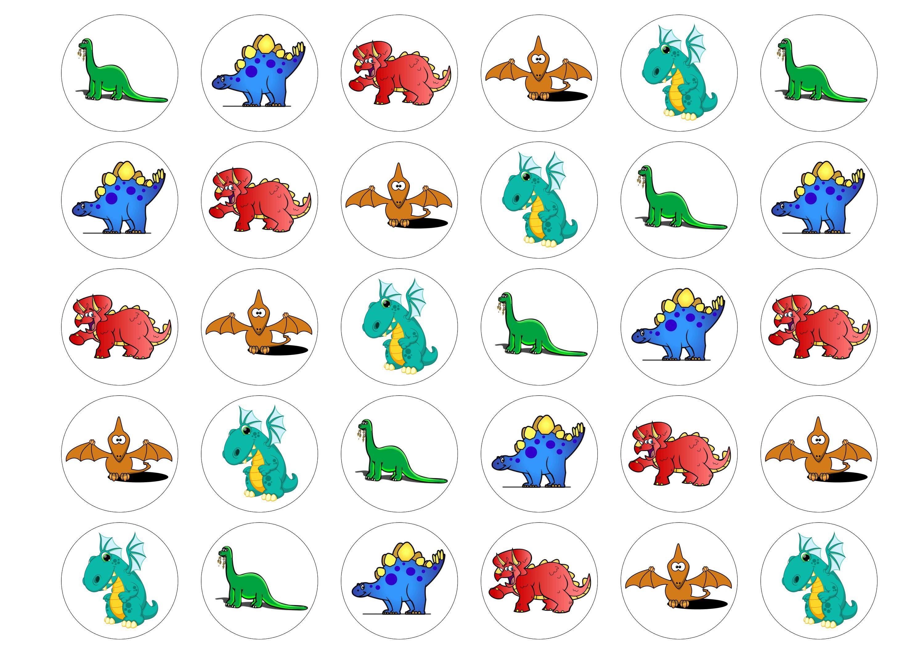 30 edible dinosaur cupcake toppers