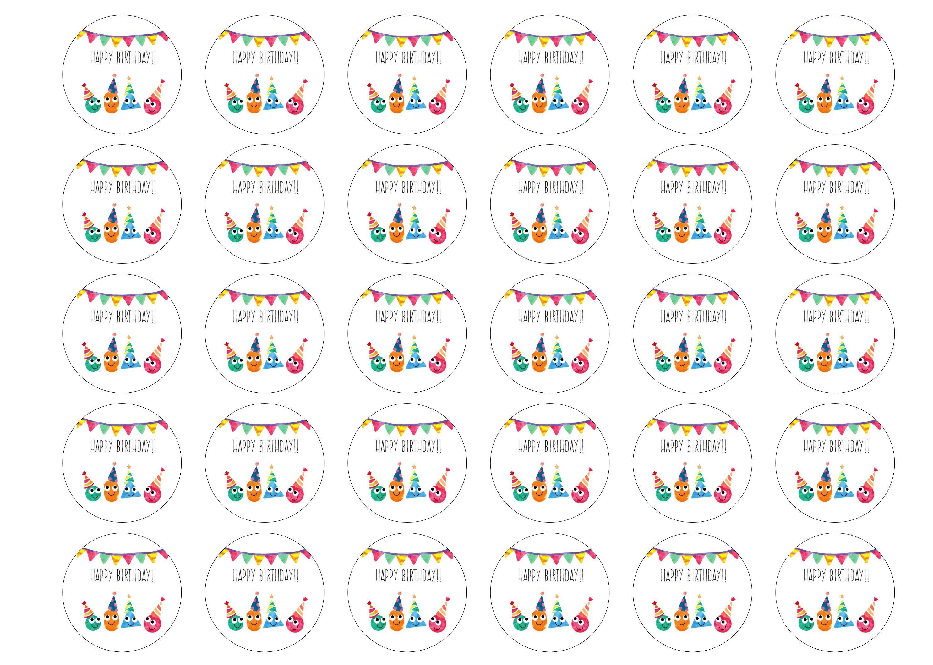 38mm printed edible cupcake toppers