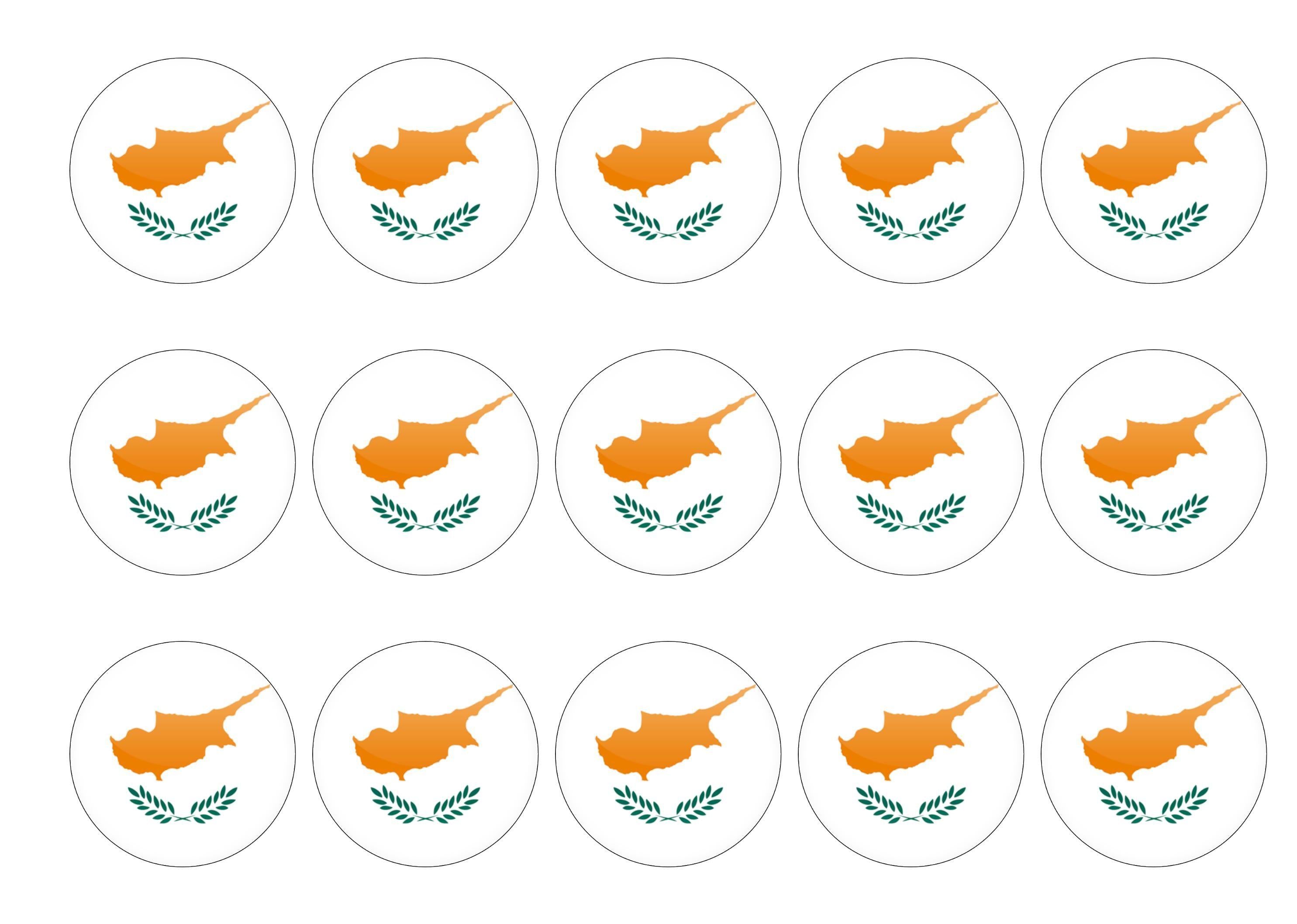 50 x 50mm printed edible cupcake toppers - Cyprus