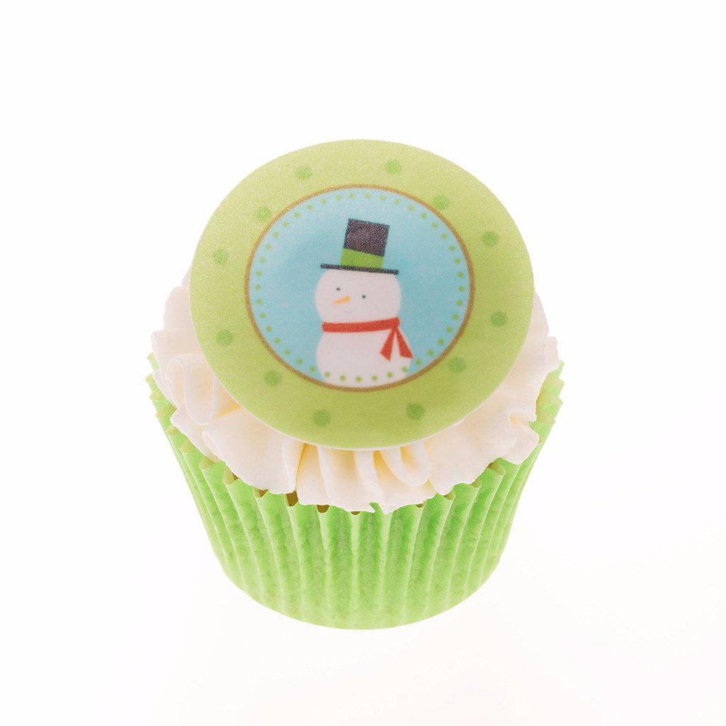 Edible Christmas Snowman cake topper and cupcake topper printed onto rice paper or icing