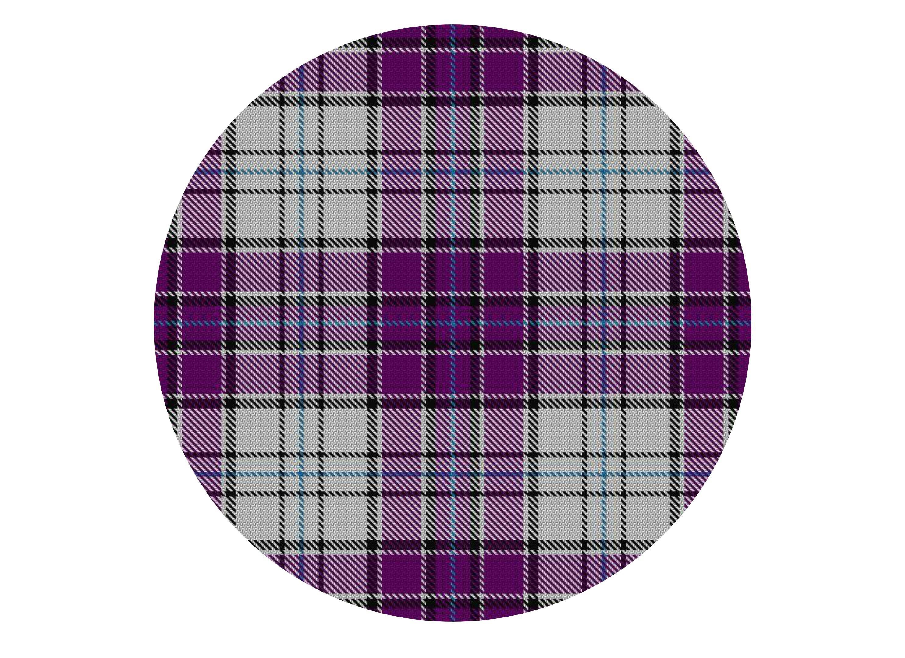 Printed edible cake topper with dark purple tartan