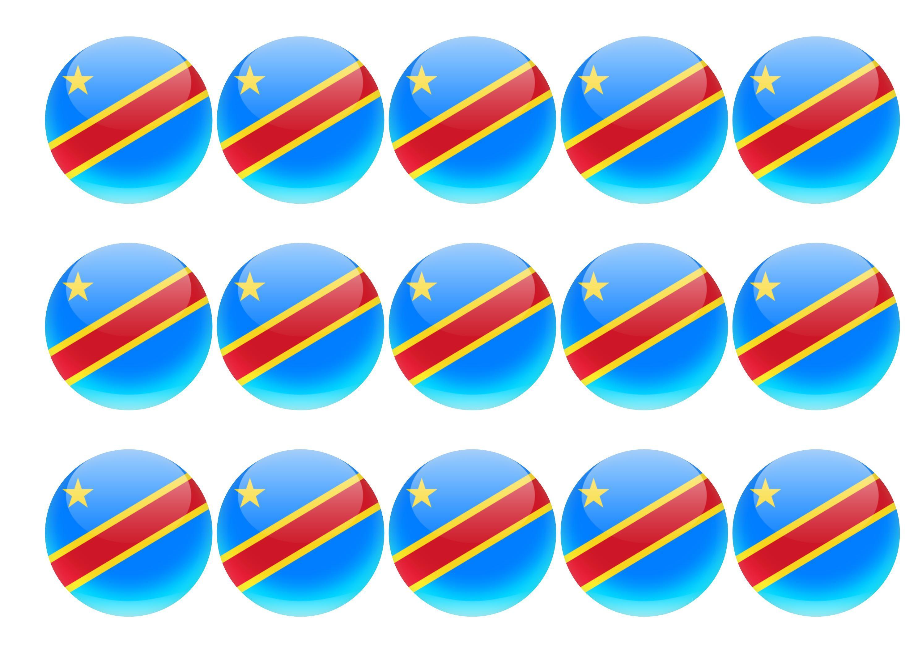 15 x 50mm printed eible cupcake toppers - Democratic Republic of the Congo