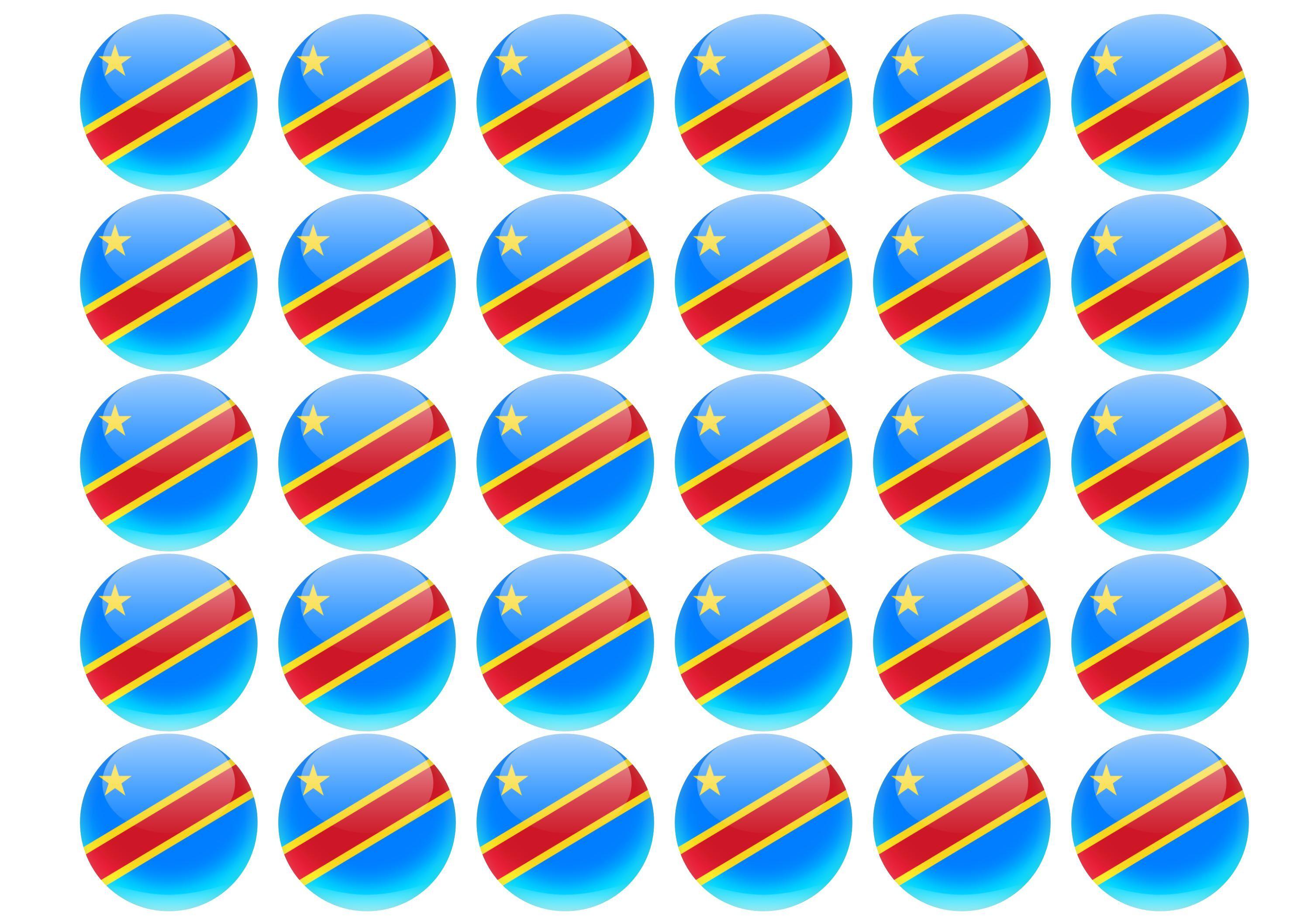 38mm printed edible cupcake toppers - Democratic Republic of the Congo