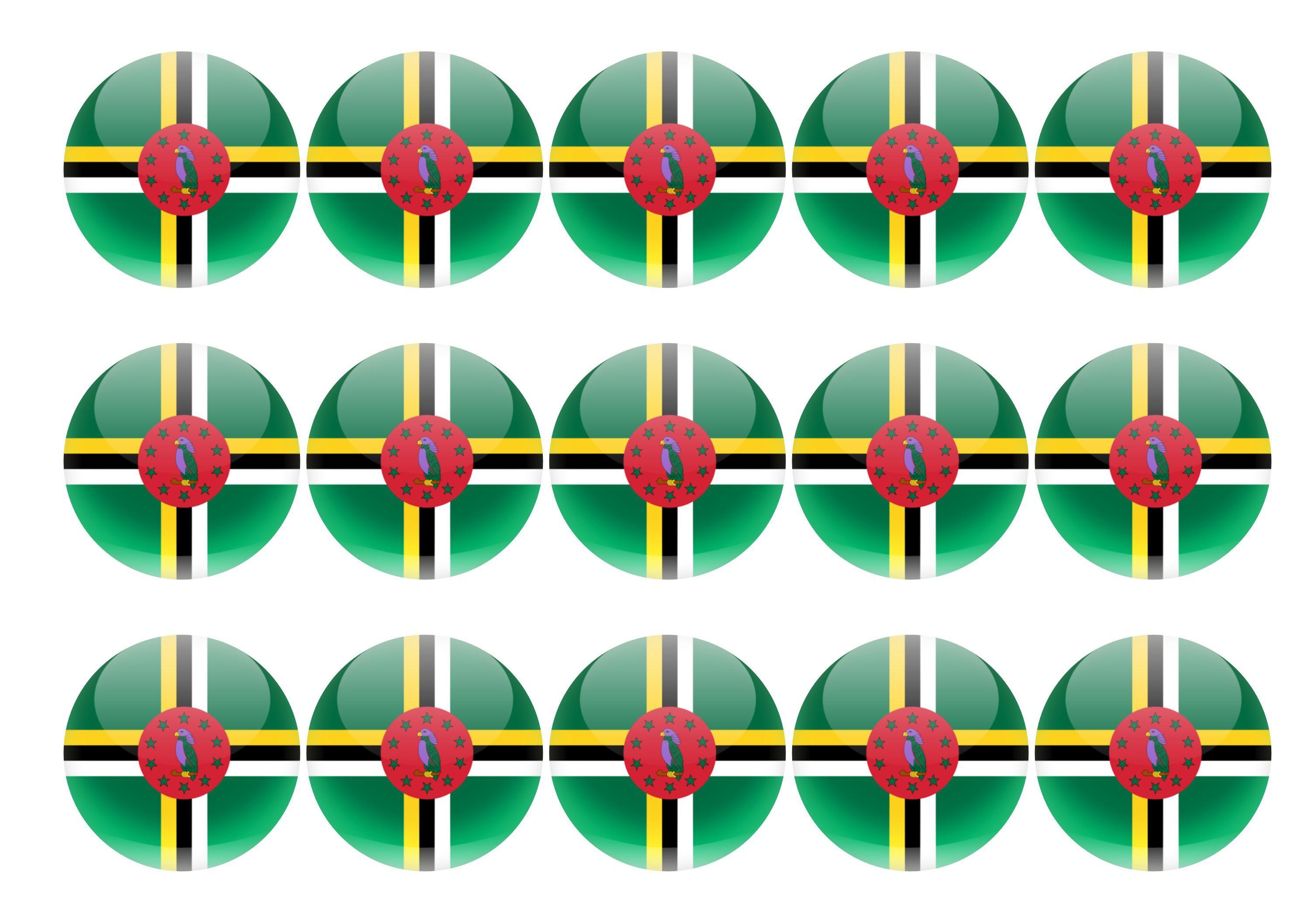 15 x 50mm printed edible cupcake toppers - Dominica