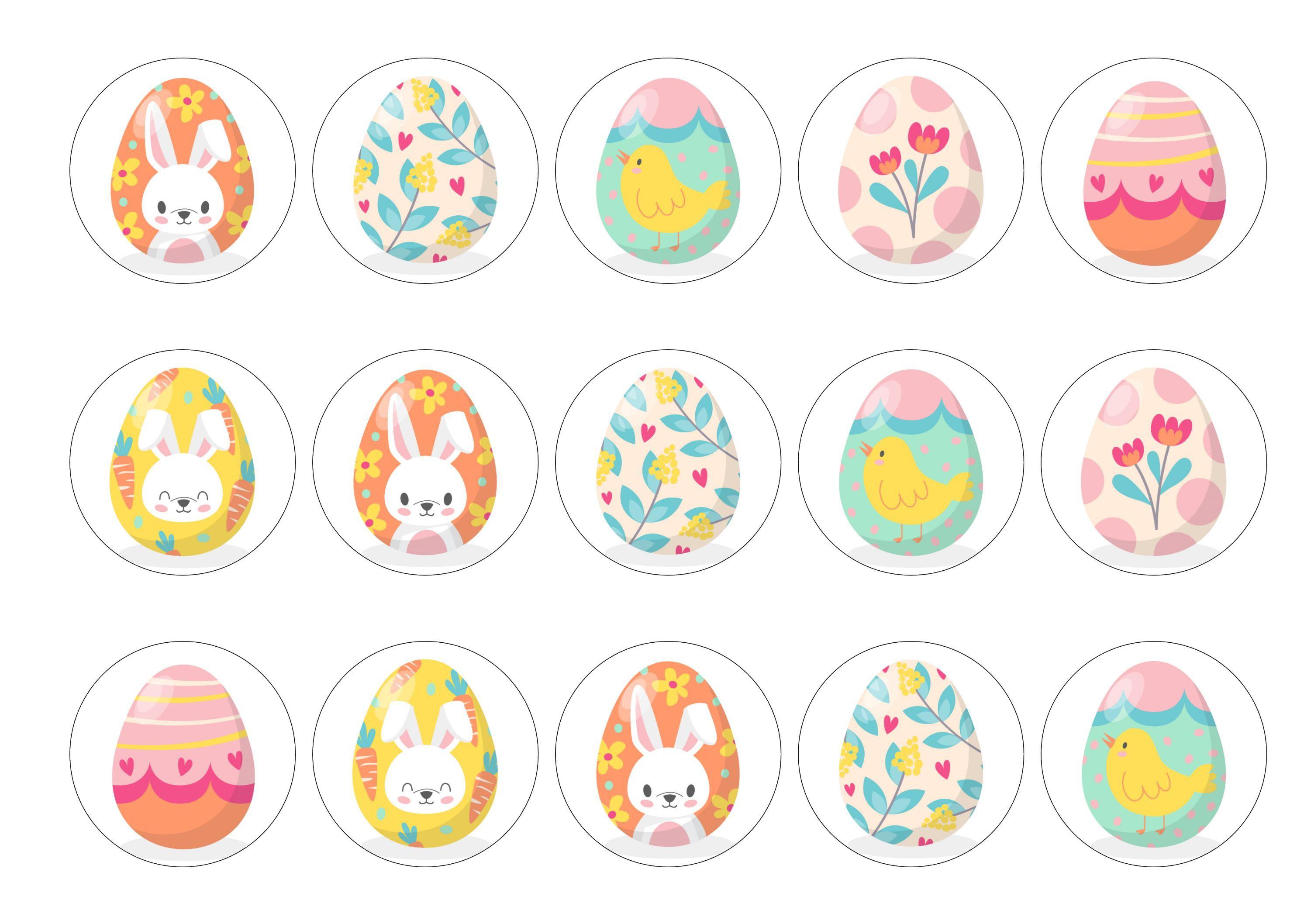 15 cupcake toppers with easter egg designs