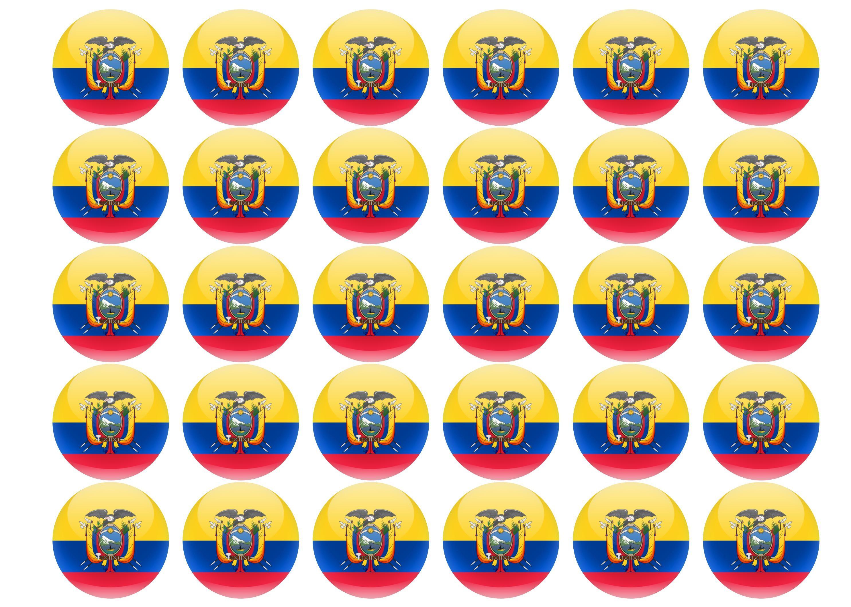 38mm printed edible cupcake toppers - Ecuador