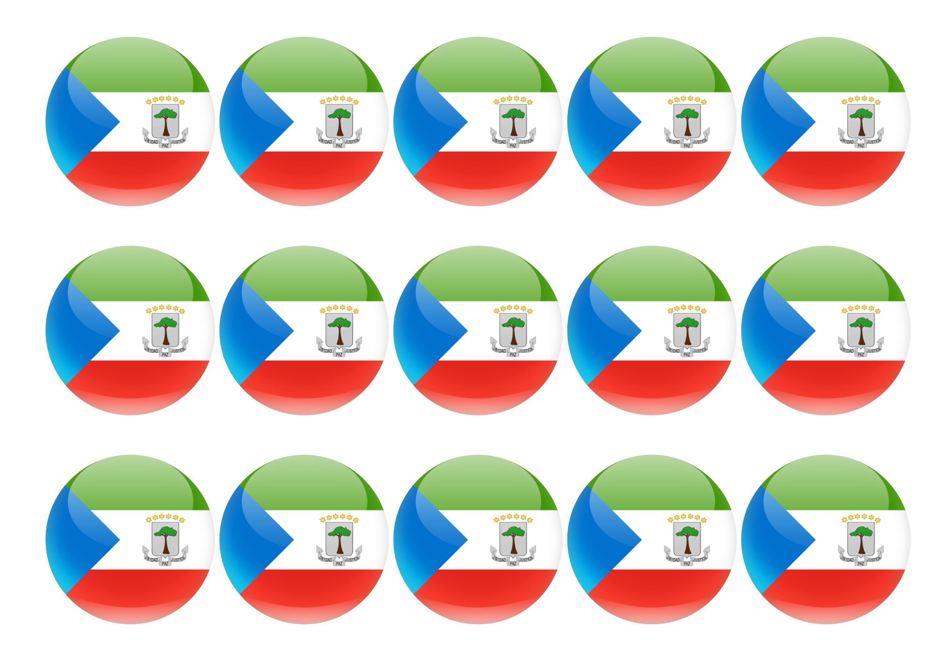 50mm printed edible cupcake toppers - Equatorial Guinea