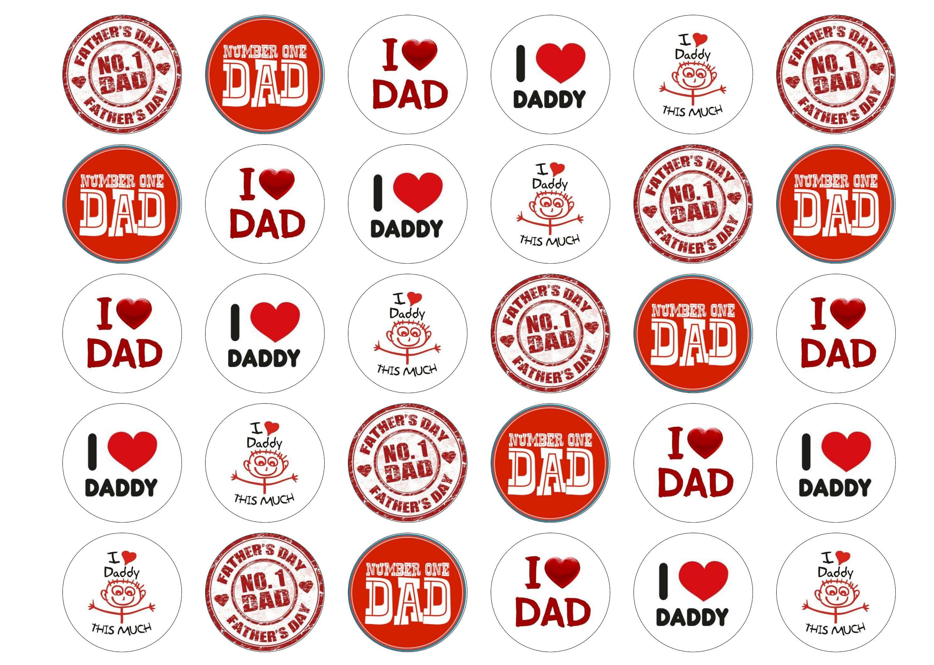 Printed edible cupcake toppers for Fathers Day