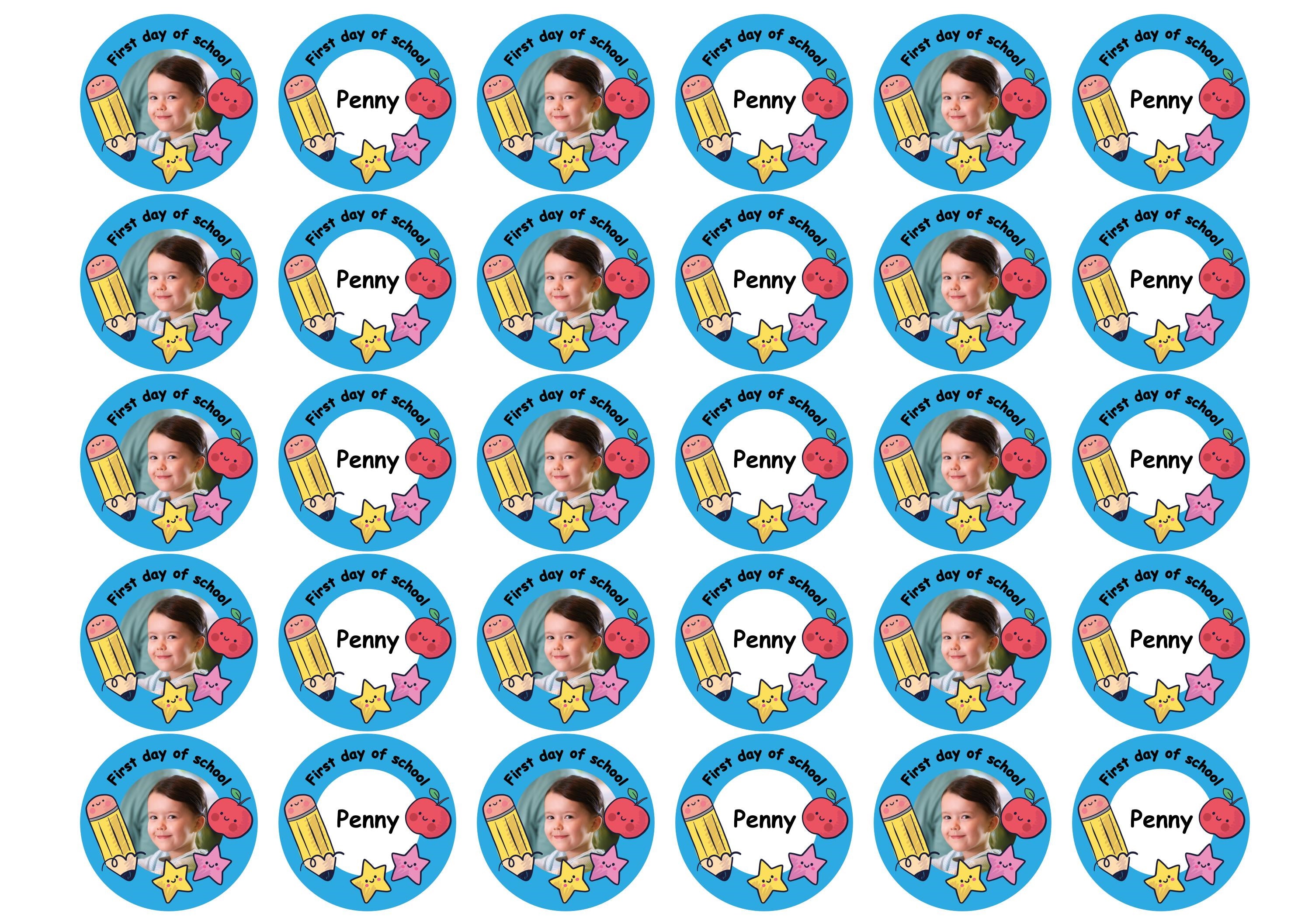 Personalised photo edible toppers for the First day of school