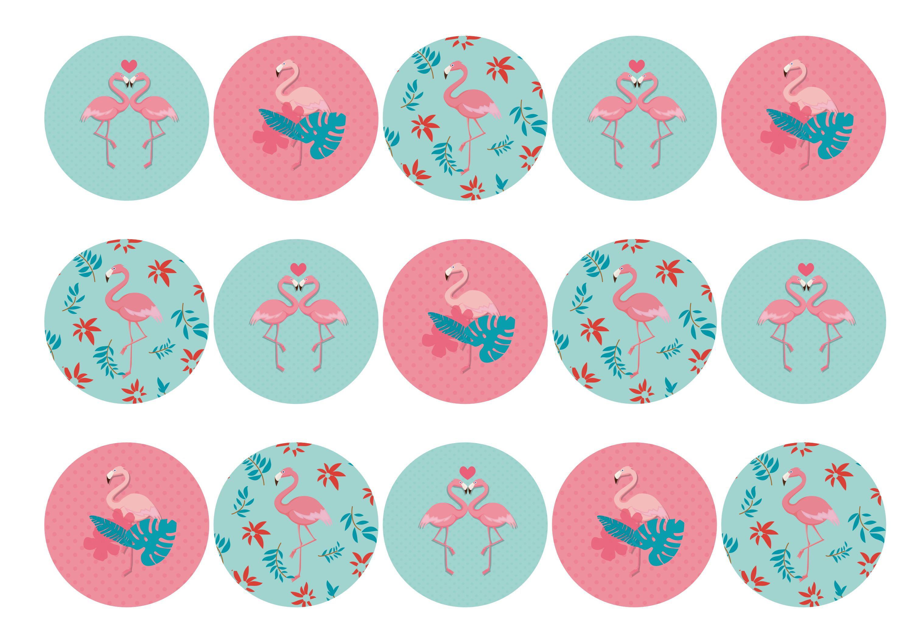 15 printed flamingo toppers 