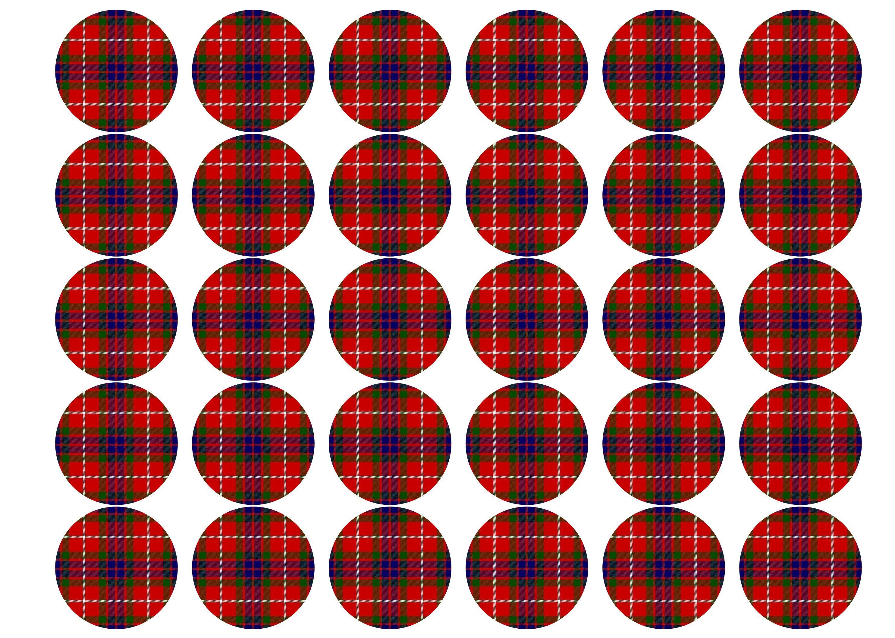Printed edible cupcake toppers with the Fraser tartan