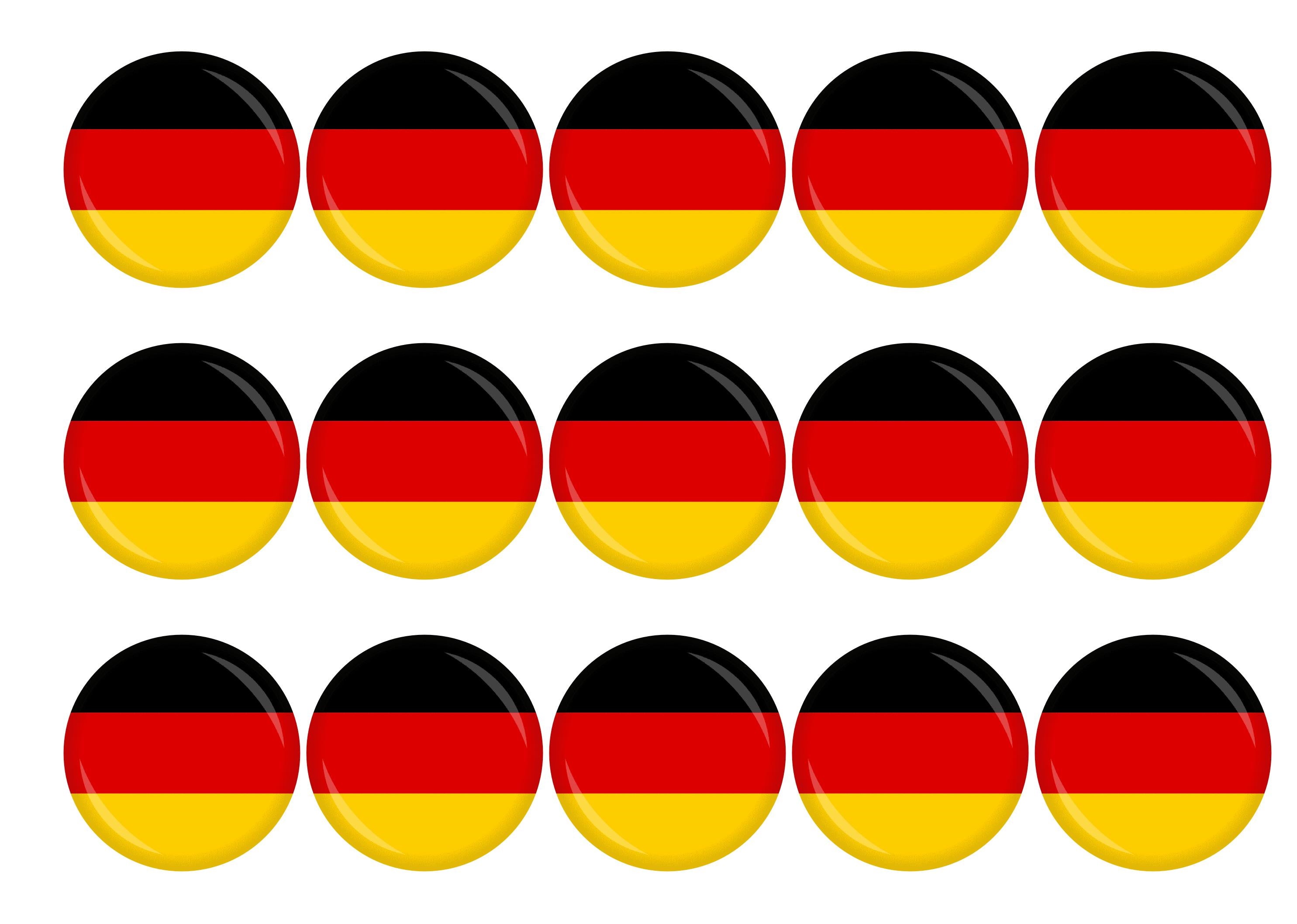15 printed toppers with the German Flag