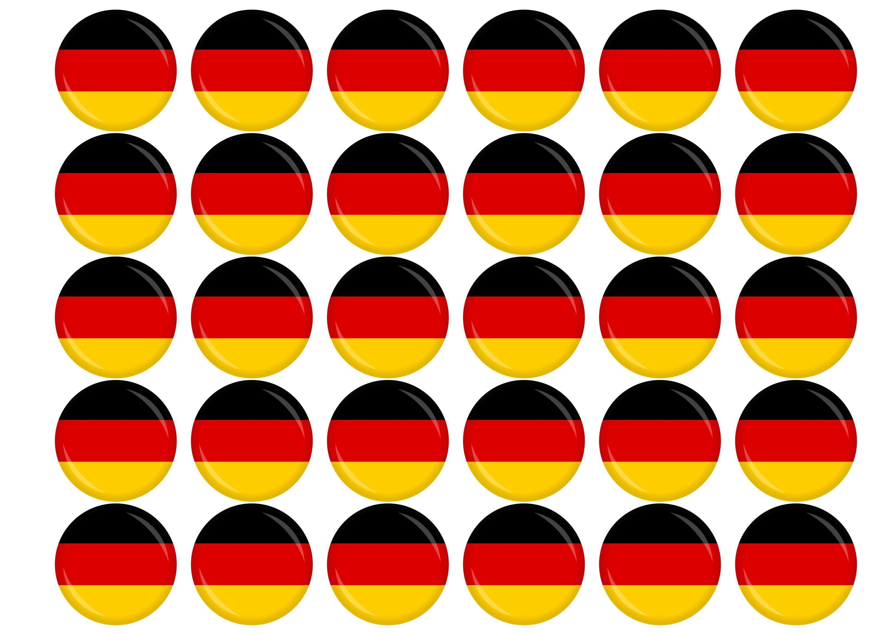 30 edible cupcake toppers with the German Flag